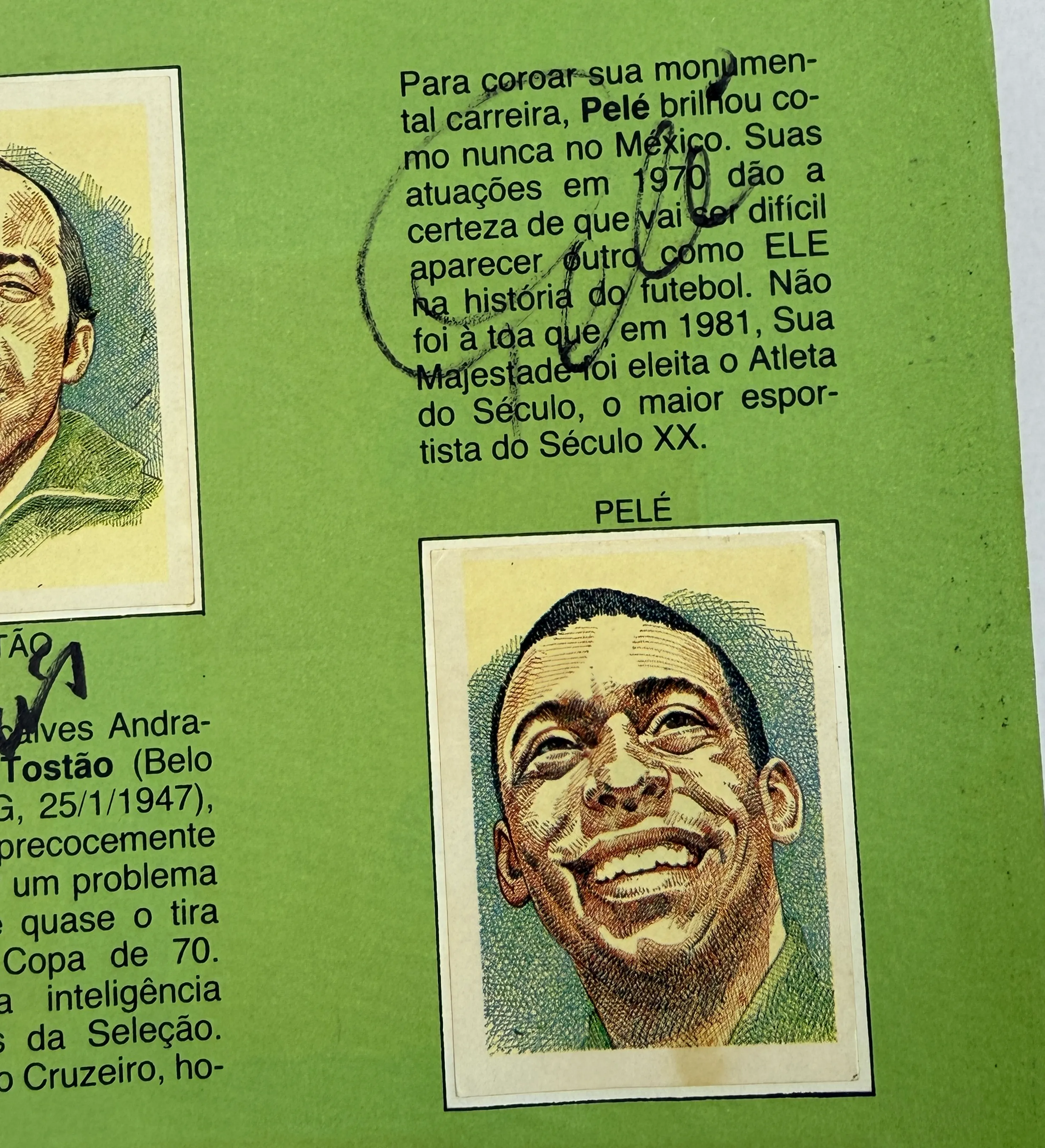 Álbum "Heróis do Tri" de 1988, completo y autografiado por Pelé, Rivellino, Tostão, Gérson y otras leyendas — imagem 9 de 11