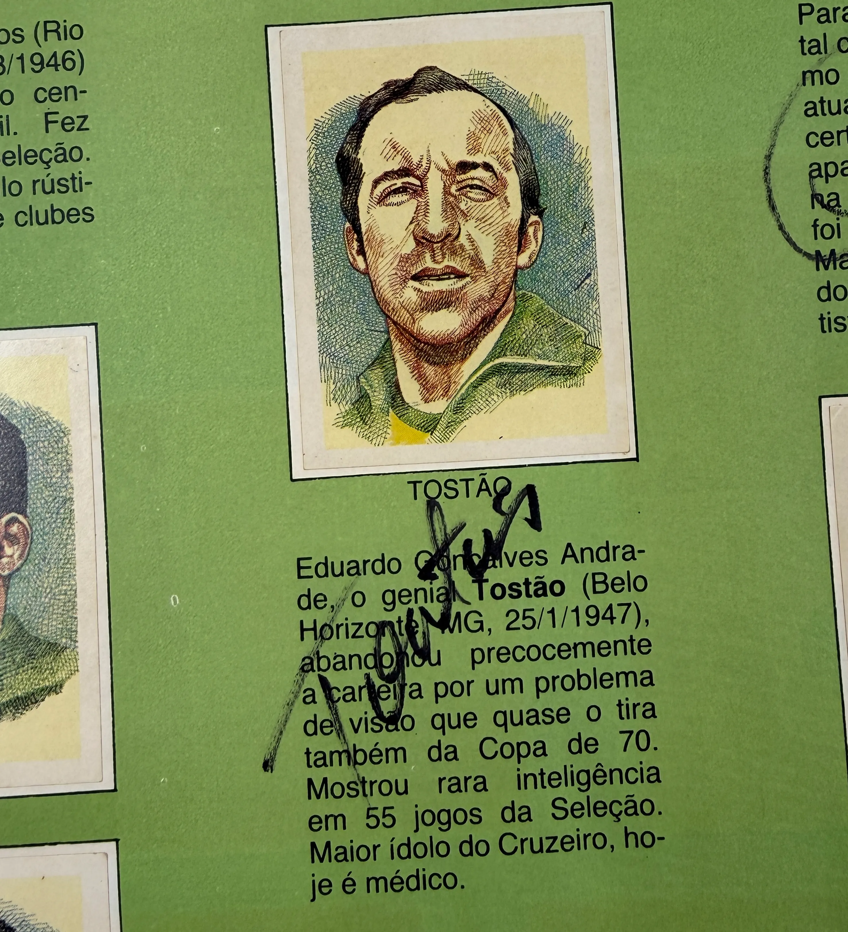 Álbum "Heróis do Tri" de 1988, completo y autografiado por Pelé, Rivellino, Tostão, Gérson y otras leyendas — imagem 10 de 11