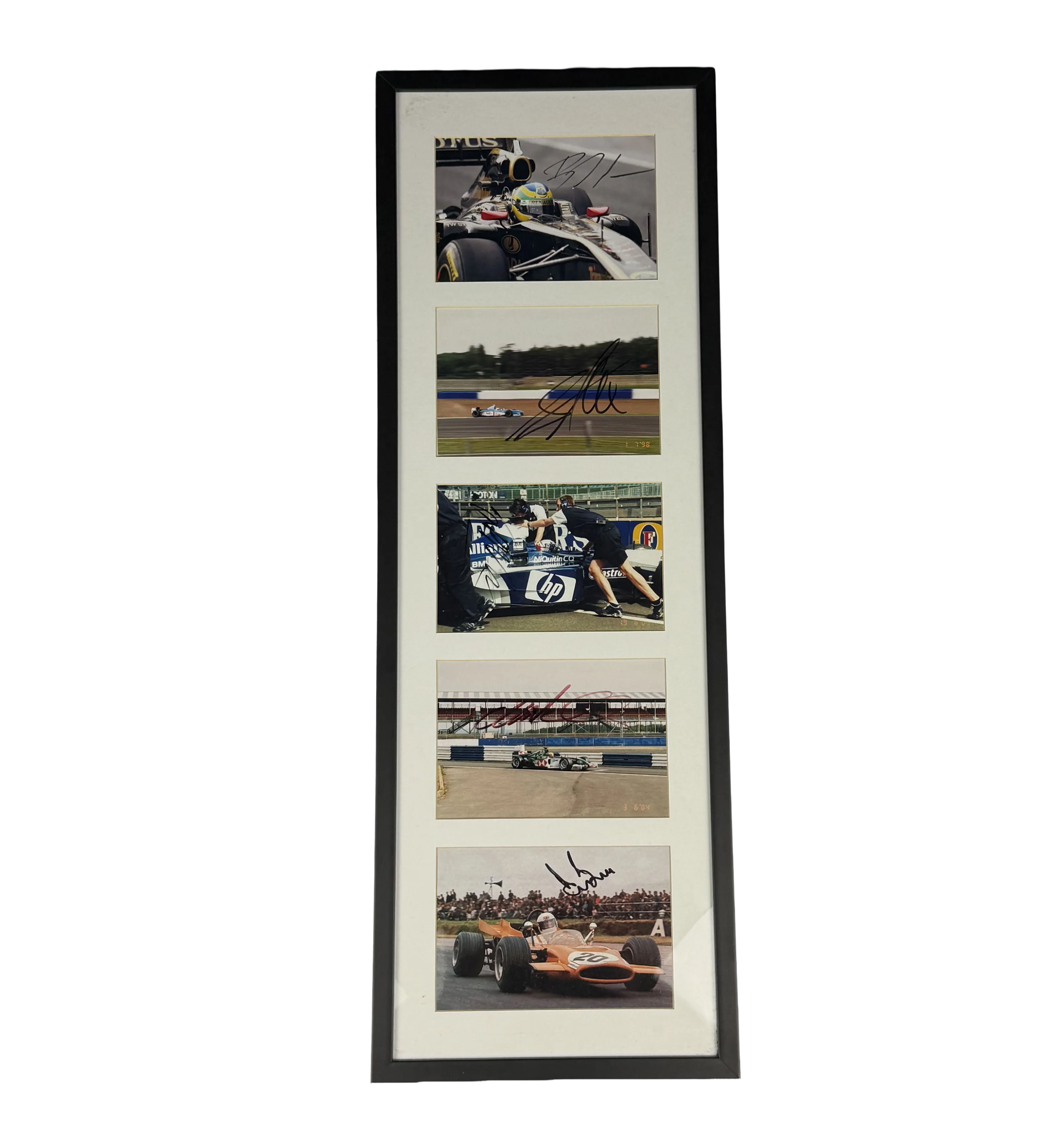 Formula Stories Frame - Bruno Senna, Derek Bell, Juan Pablo Montoya, Alexander Wurz, Mark Webber - Signed by All — imagem 1 de 3