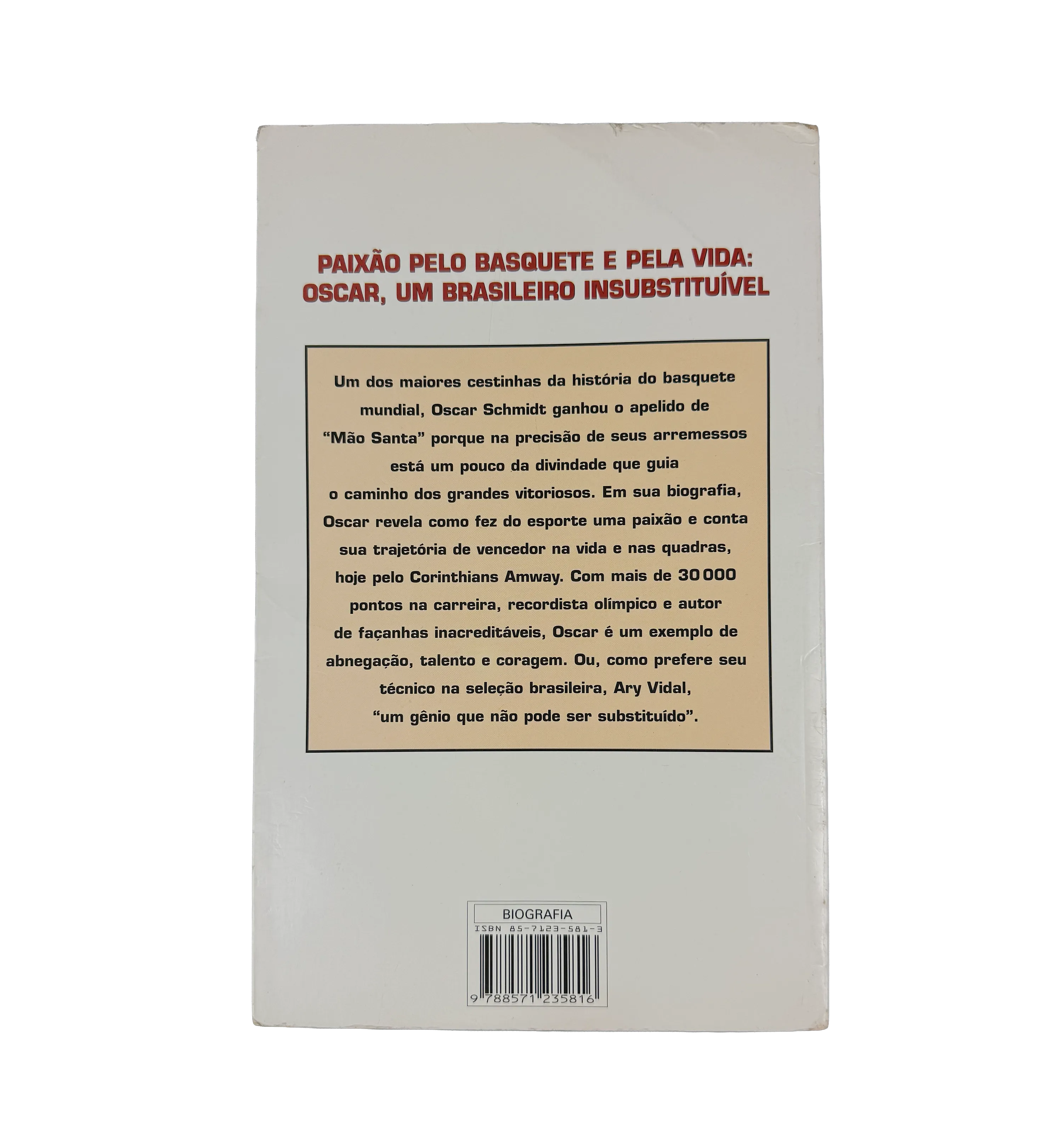Book – Oscar Schmidt: The Biography of Brazil’s Greatest Basketball Idol – 1996 – Signed and Personally Dedicated by Oscar Schmidt “Holy Hand” — imagem 2 de 3