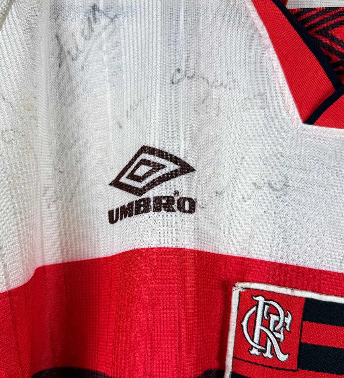 Kit Camisa + Medalha Comemorativa Flamengo - Camisa Fla100 (Centenário 1995) Nº 5 Autografada por Sávio, Júnior e Outros Jogadores - Medalha Oficial Comemorativa do Centenário — imagem 2 de 5