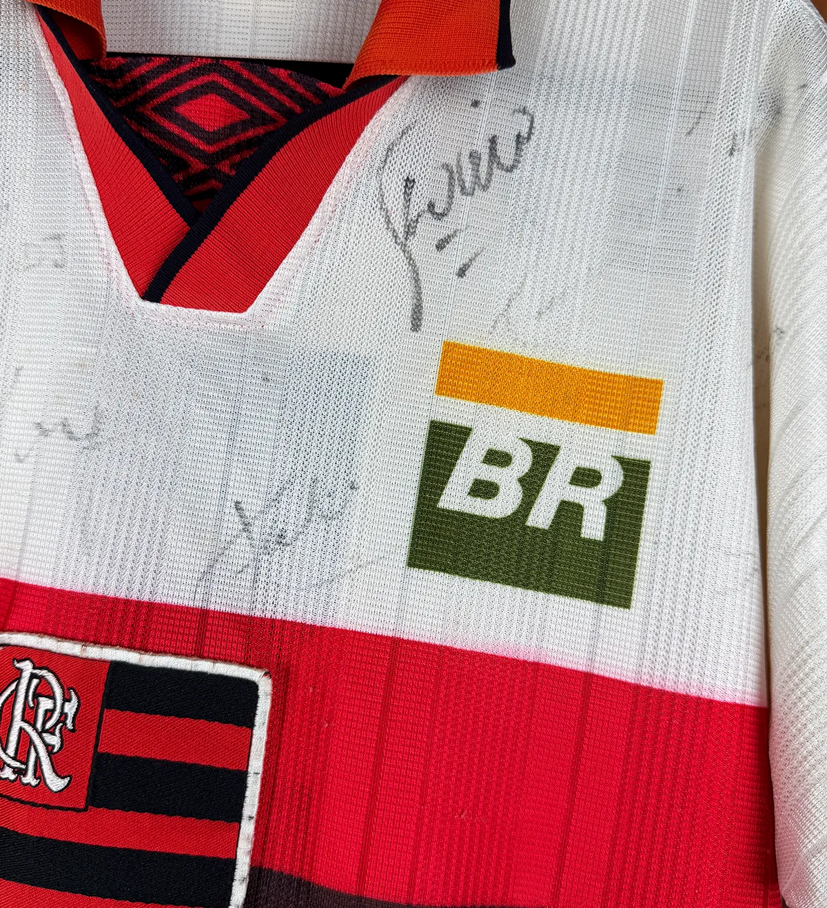 Kit Camisa + Medalha Comemorativa Flamengo - Camisa Fla100 (Centenário 1995) Nº 5 Autografada por Sávio, Júnior e Outros Jogadores - Medalha Oficial Comemorativa do Centenário — imagem 3 de 5