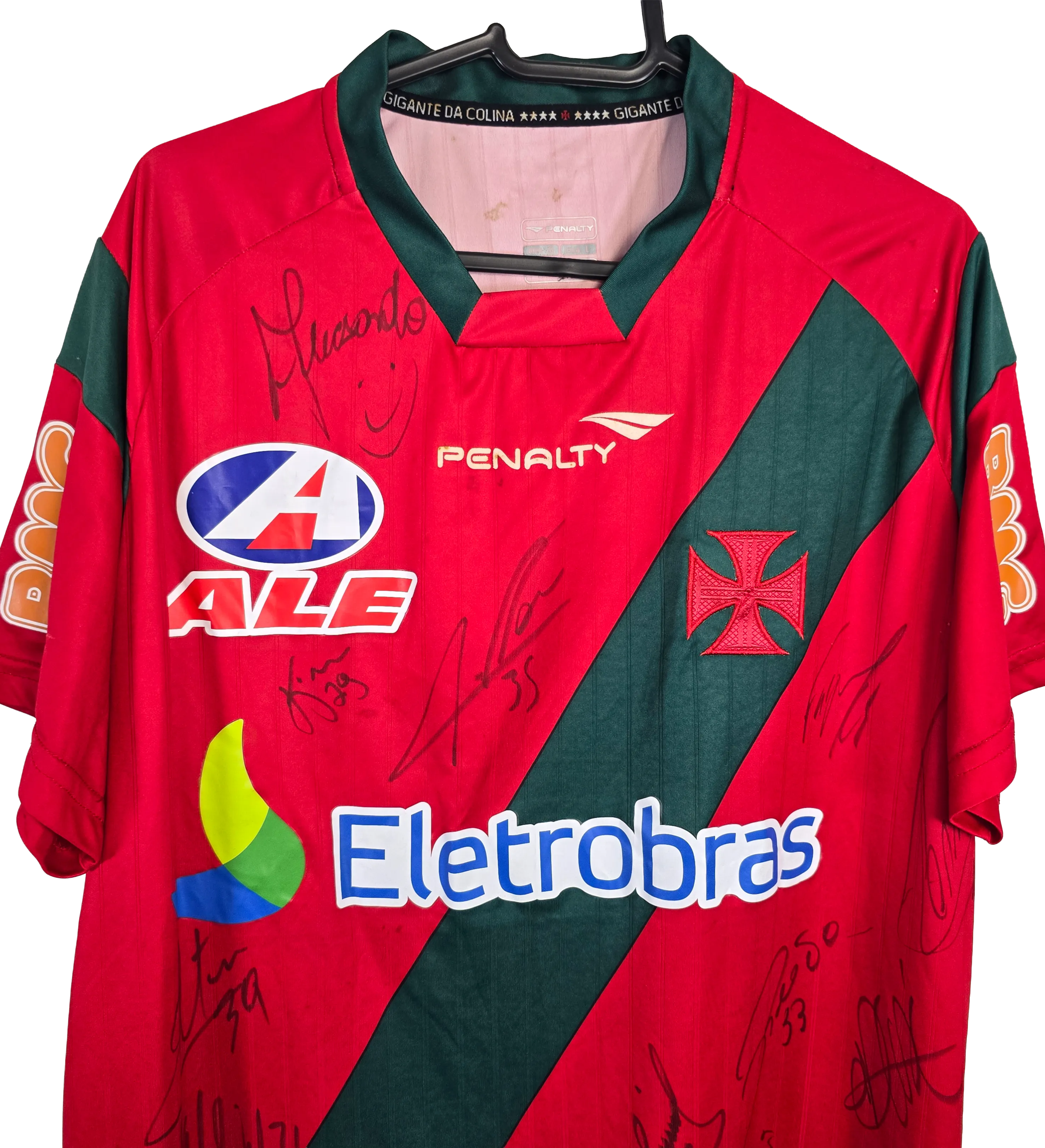VASCO DA GAMA 2011 GOALKEEPER JERSEY COPA DO BRASIL CHAMPION #1 FERNANDO PRASS MATCH-WORN MODEL – SIGNED BY THE SQUAD: FERNANDO PRASS, FELIPE, DEDÉ, ALECSANDRO, FAGNER, ALLAN, JUNINHO, ELTON, ETC... ORIGINAL AUTOGRAPHS FROM THE ERA OF THE JERSEY — imagem 3 de 6