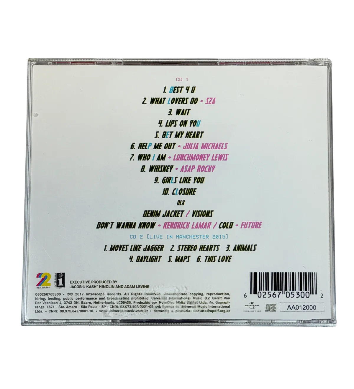CD Autografado Marron 5 Red Pill Blues 2017 — imagem 2 de 3