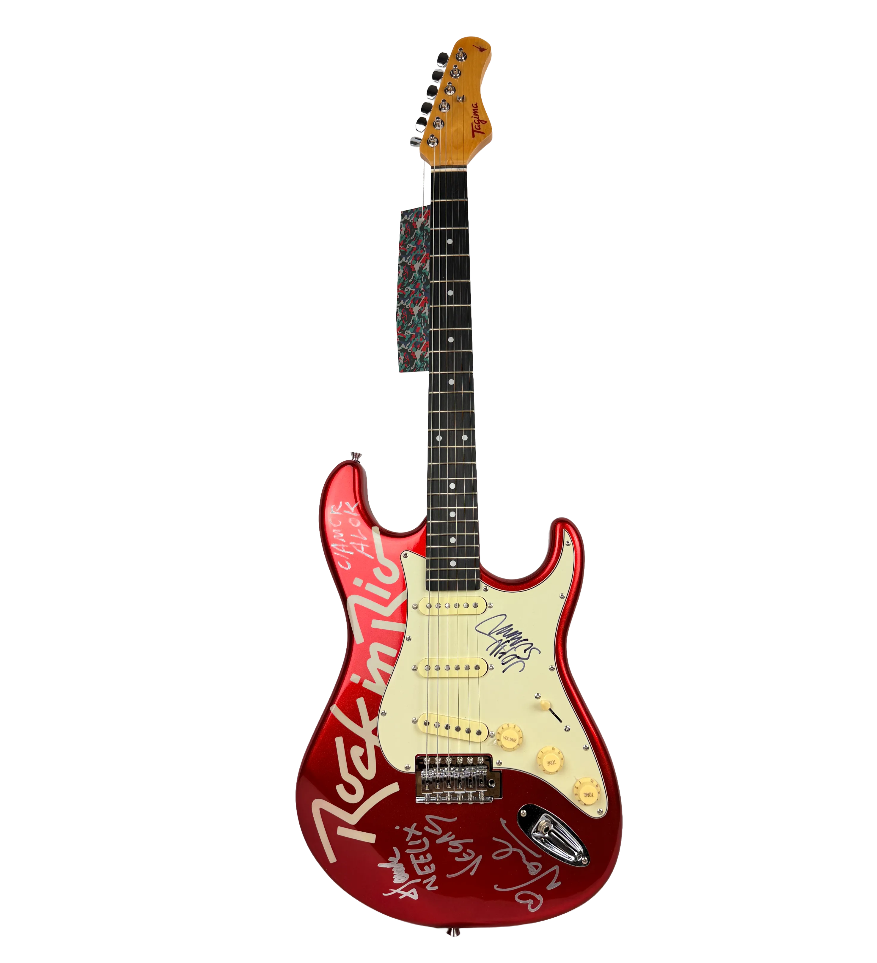 Guitar Autographed by Fatboy Slim, Alok, Neeiix, Vegas, and John Summit - Rock in Rio 2026 — imagem 10 de 11