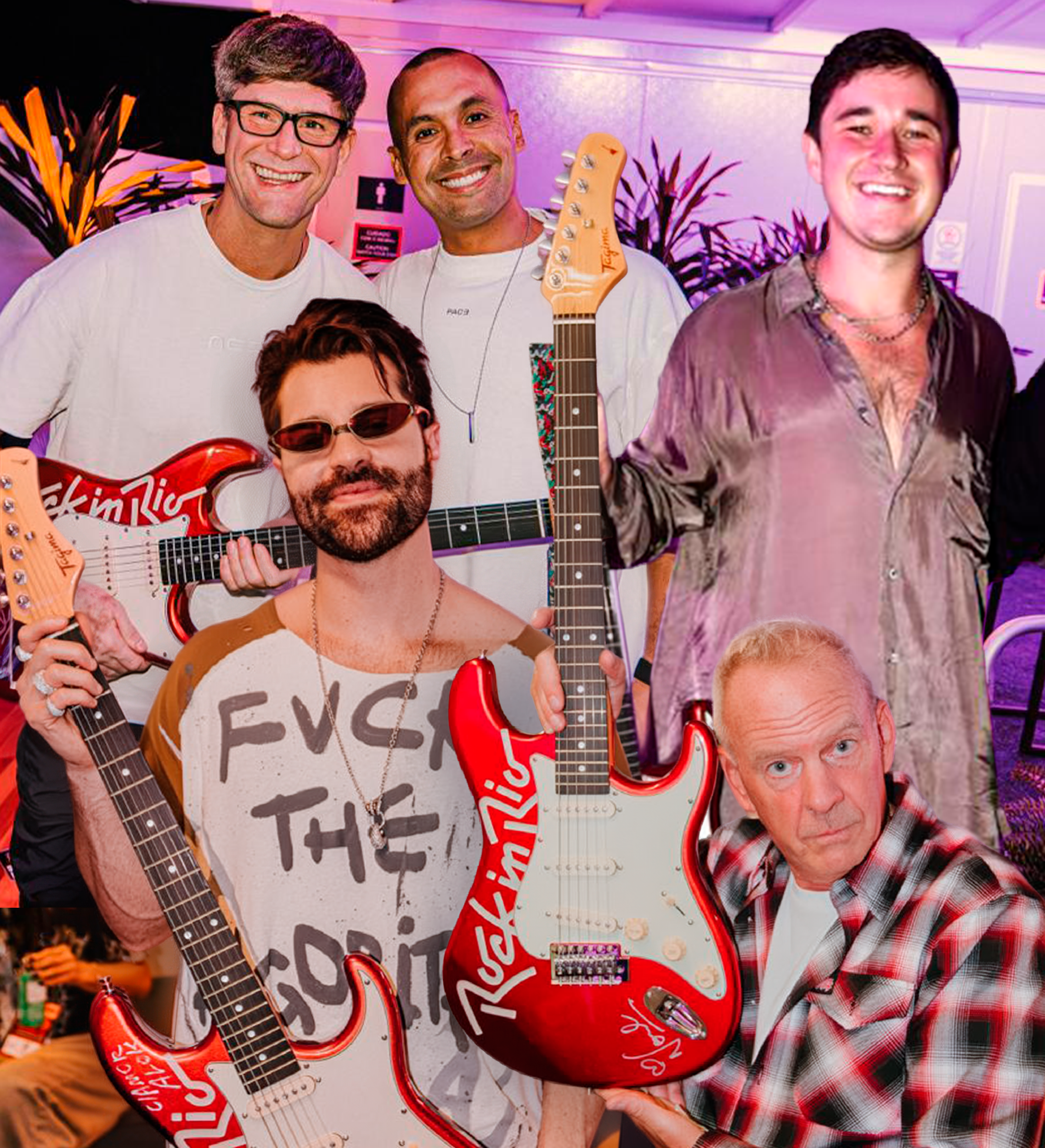 Guitar Autographed by Fatboy Slim, Alok, Neeiix, Vegas, and John Summit - Rock in Rio 2026 — imagem 1 de 11