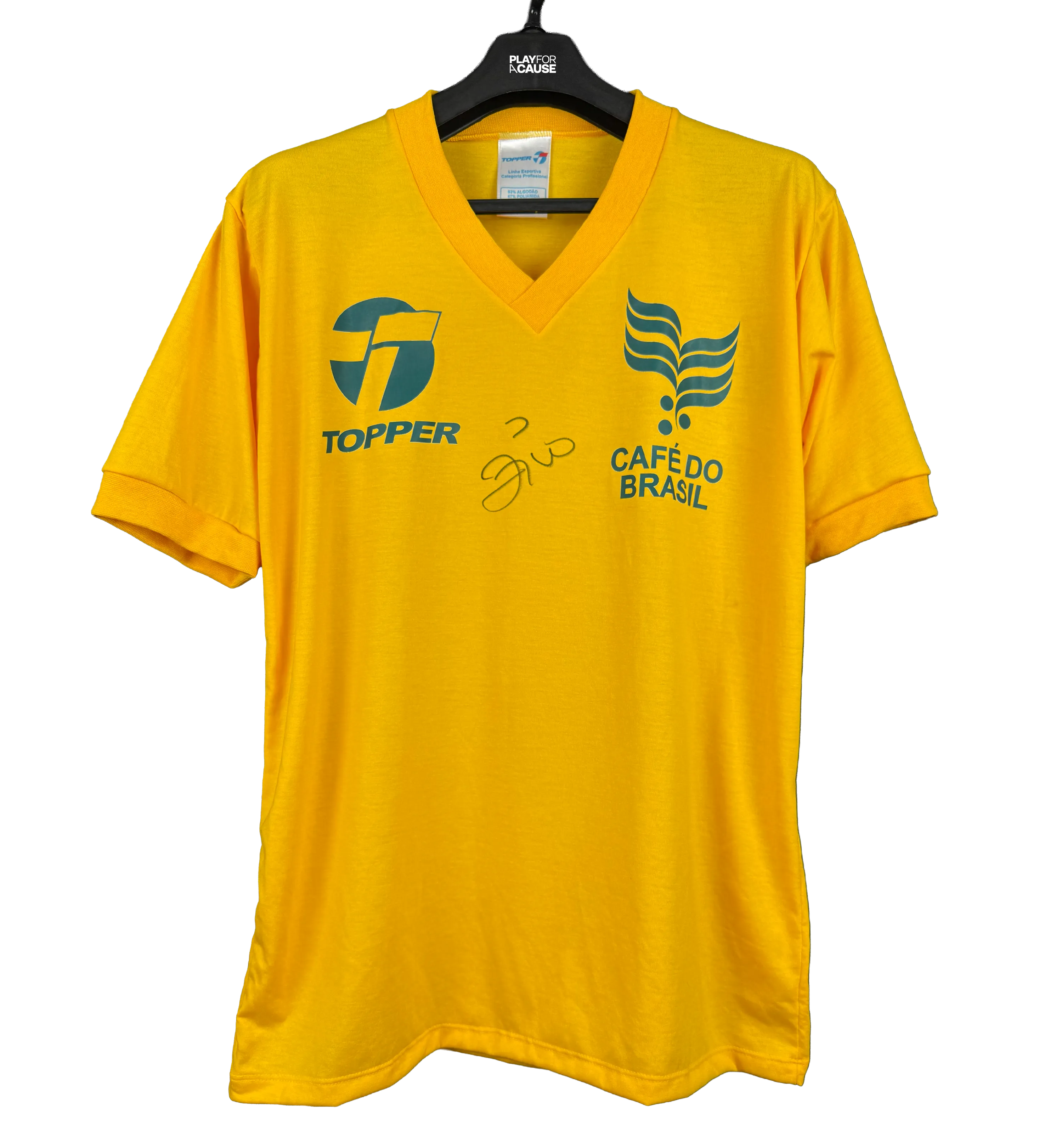 Camisa Brasil Treino Replica Topper Copa do Mundo 1982 Autografada Pelo Zico — imagem 1 de 3