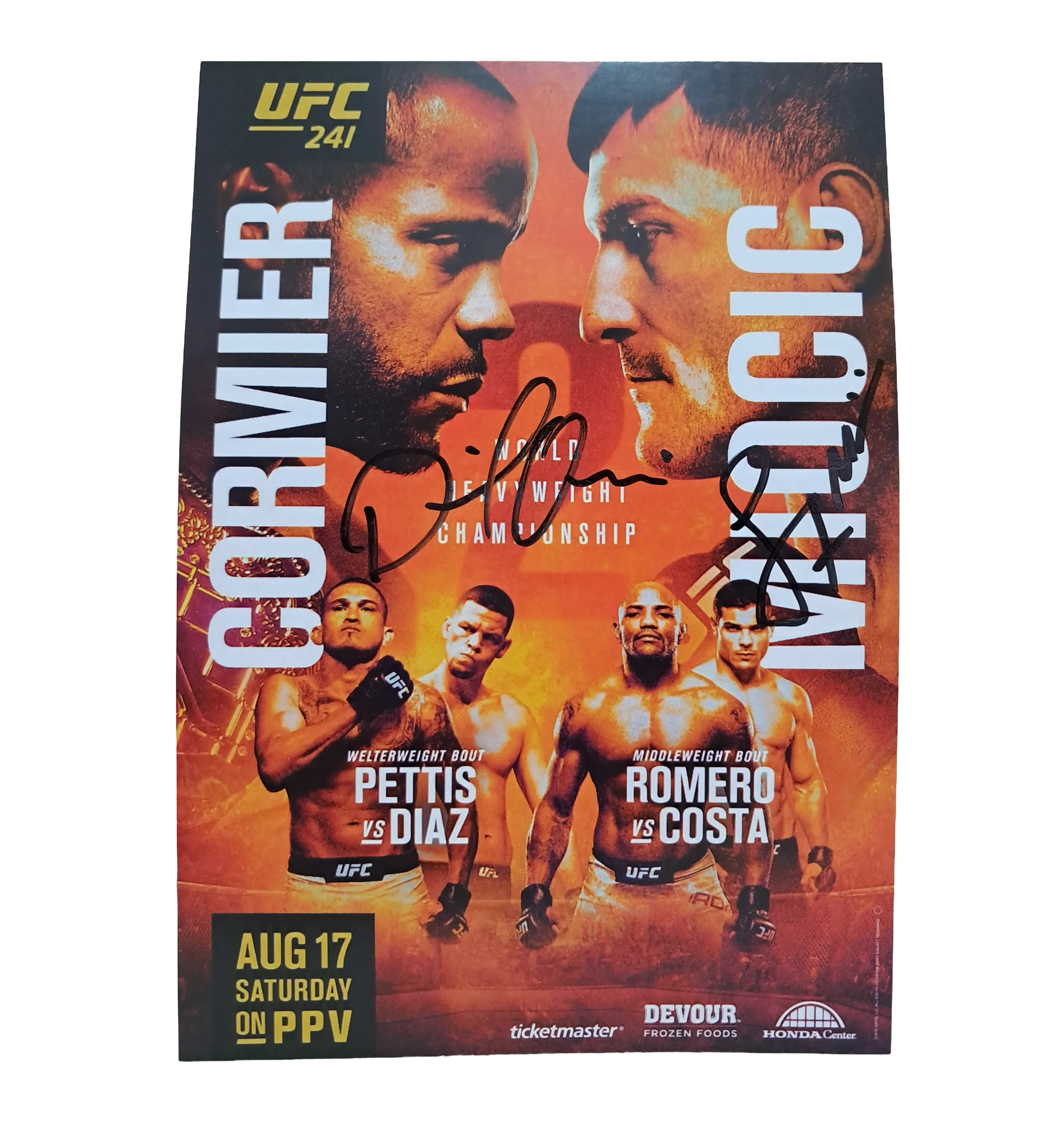 Mini póster 12x20 UFC 241 Cormier vs. Miocic autografiado por los luchadores — imagem 1 de 1