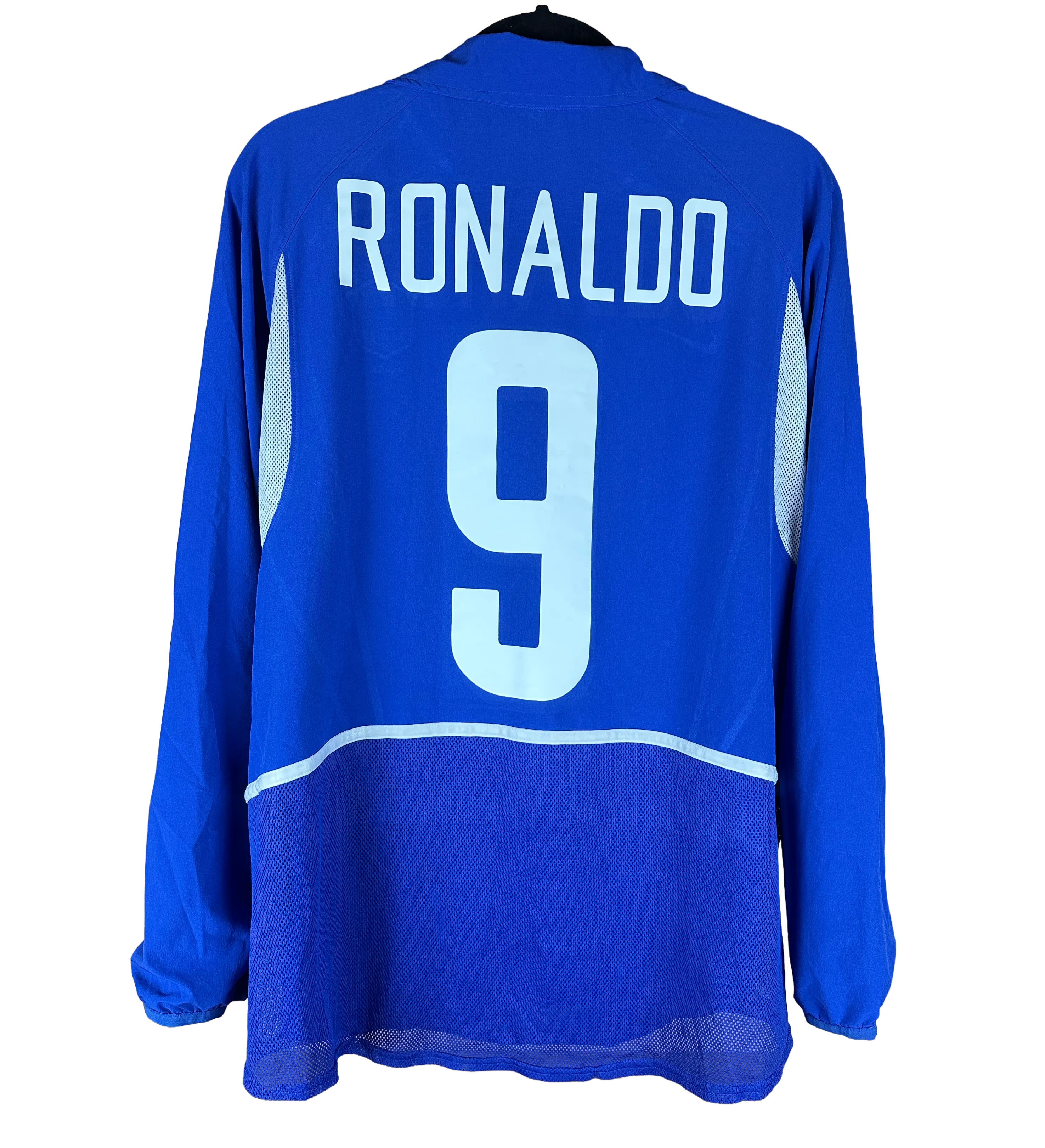 Brazil Blue Double-Fabric Long-Sleeve Jersey 2002 World Cup Ronaldo Signed by Entire Squad — imagem 2 de 3