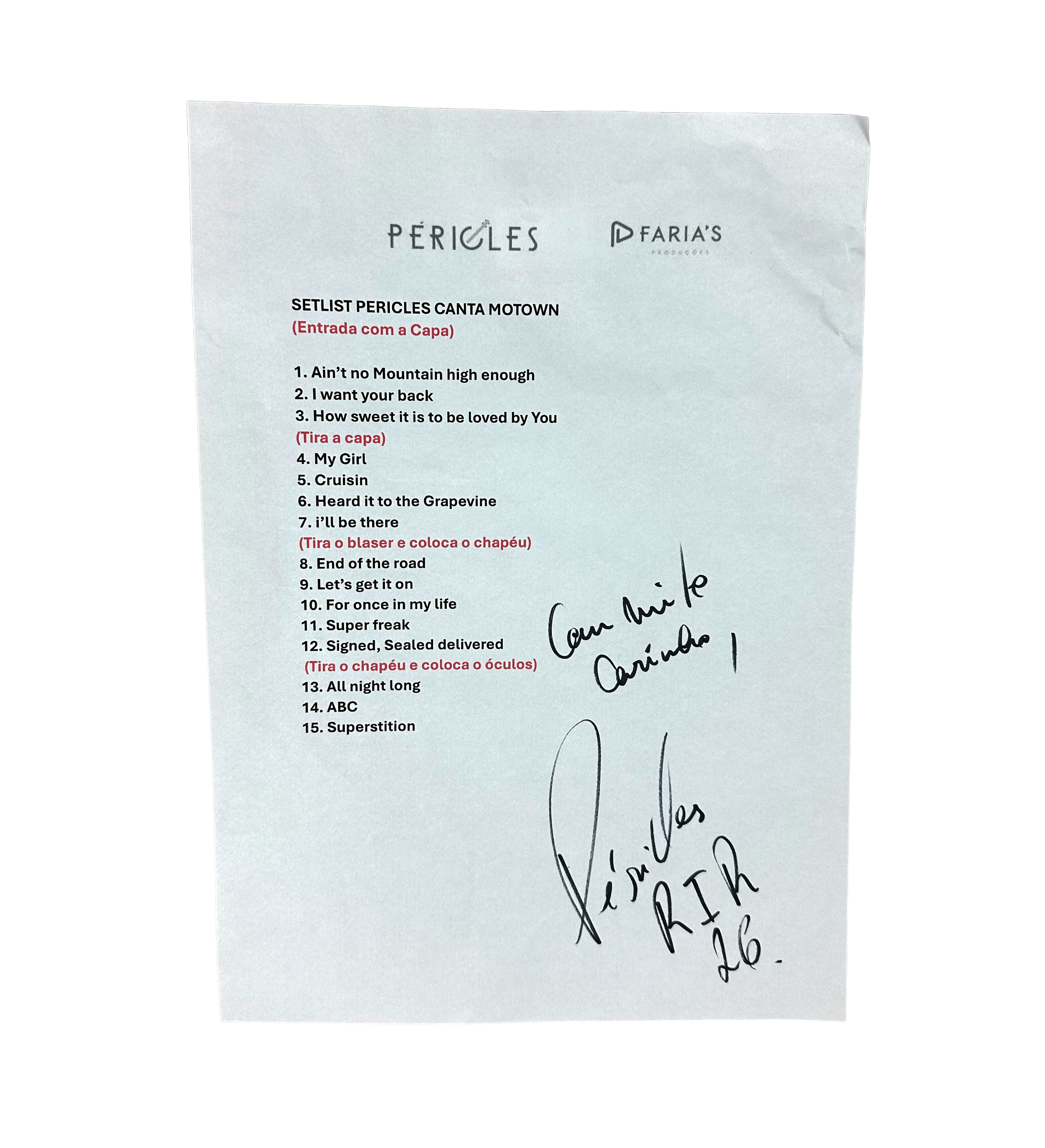 Setlist Autografada Péricles Rock In Rio 2026 Palco Sunset — imagem 3 de 3