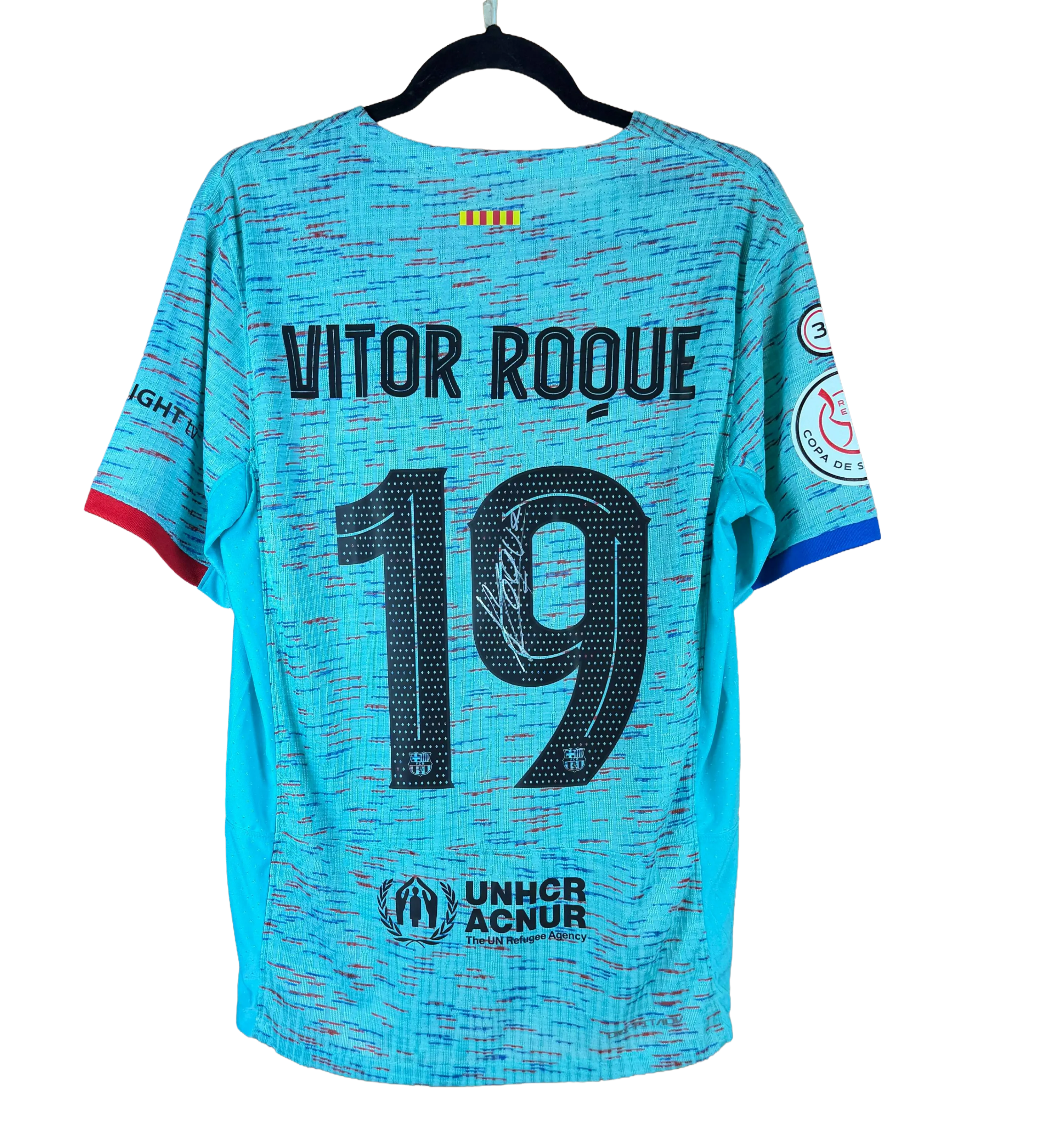 Camisa Barcelona Vitor Roque Copa Del Rey 2024 Unionistas de Salamanca 1 x 3 Barcelona Autografada pelo Craque — imagem 2 de 3