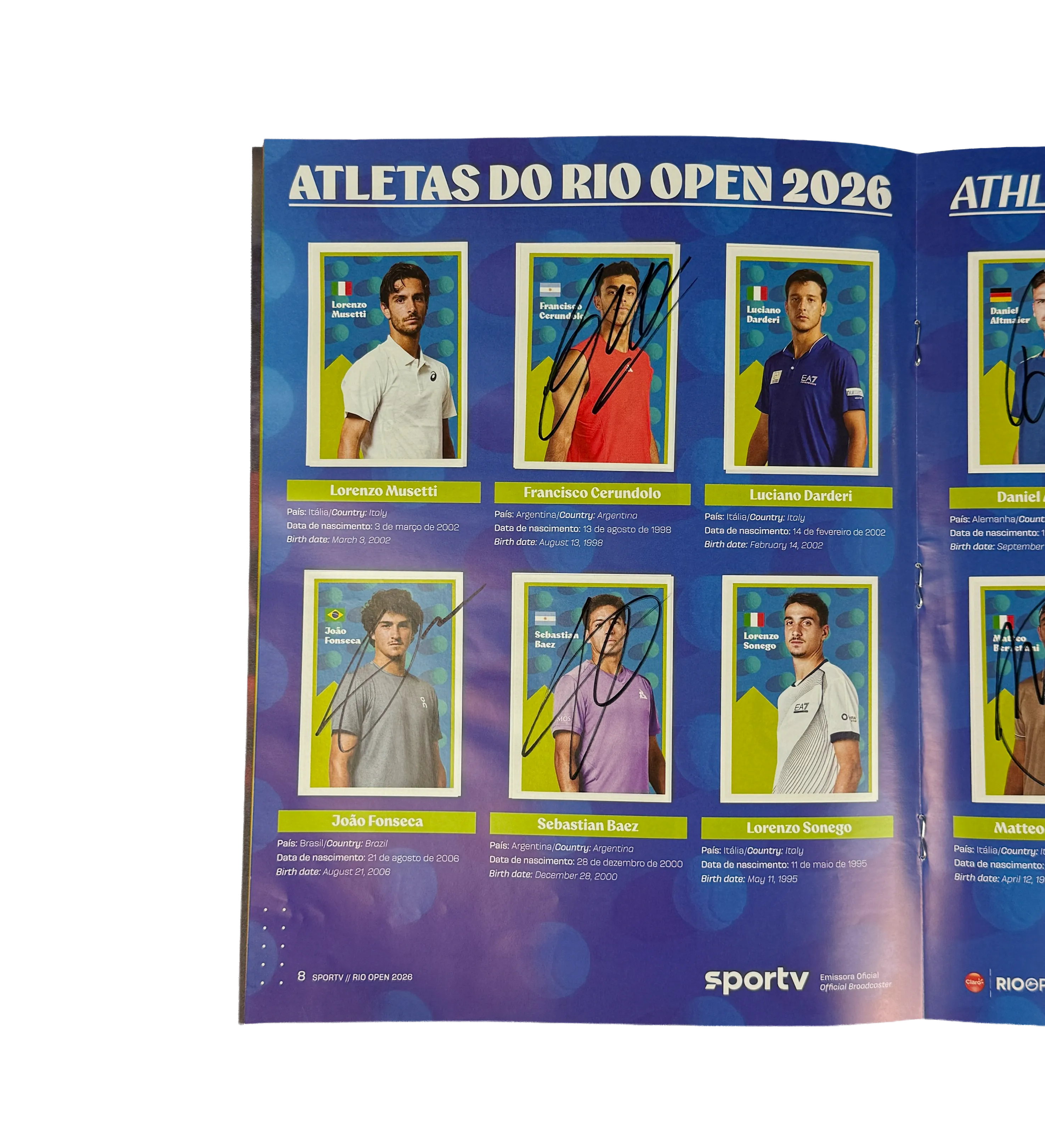Álbum Oficial de Figurinhas Rio Open 2026 ATP 500 Autografado pelos Tenistas — imagem 3 de 6