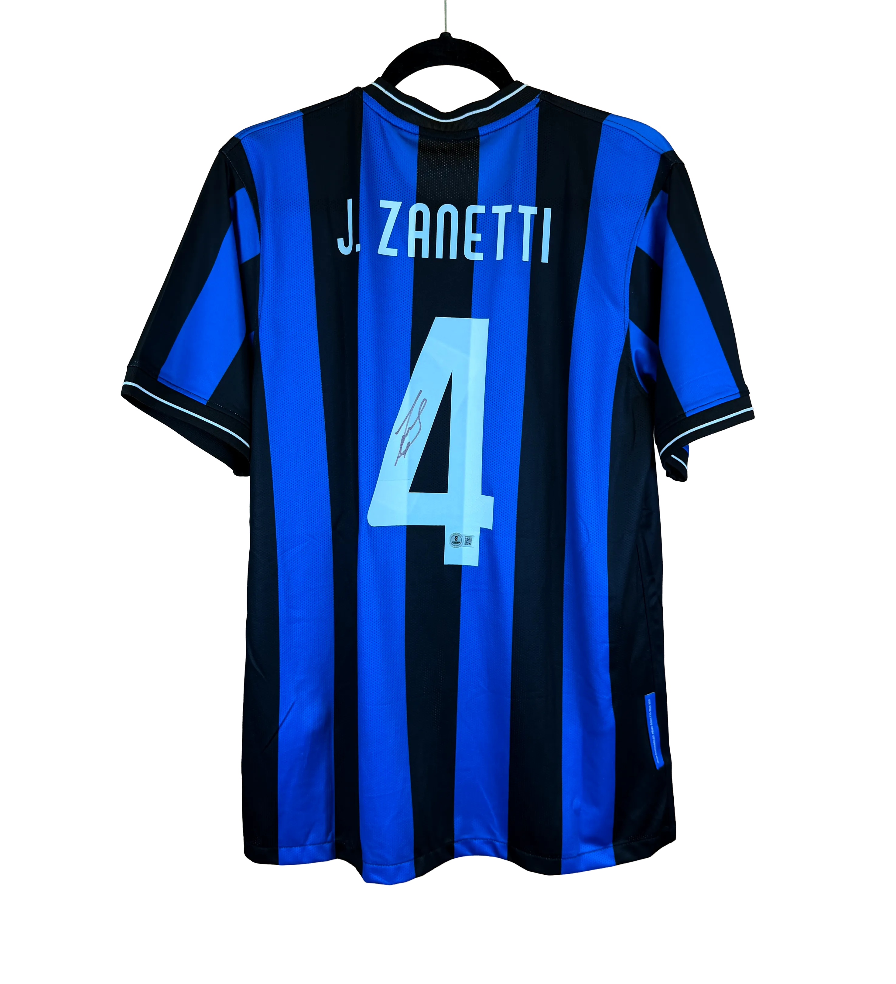 Camiseta Retro del Inter de Milán – Zanetti – Final de la Champions League 2010 – Autografada por el Crack – Certificación Internacional Beckett — imagem 2 de 3