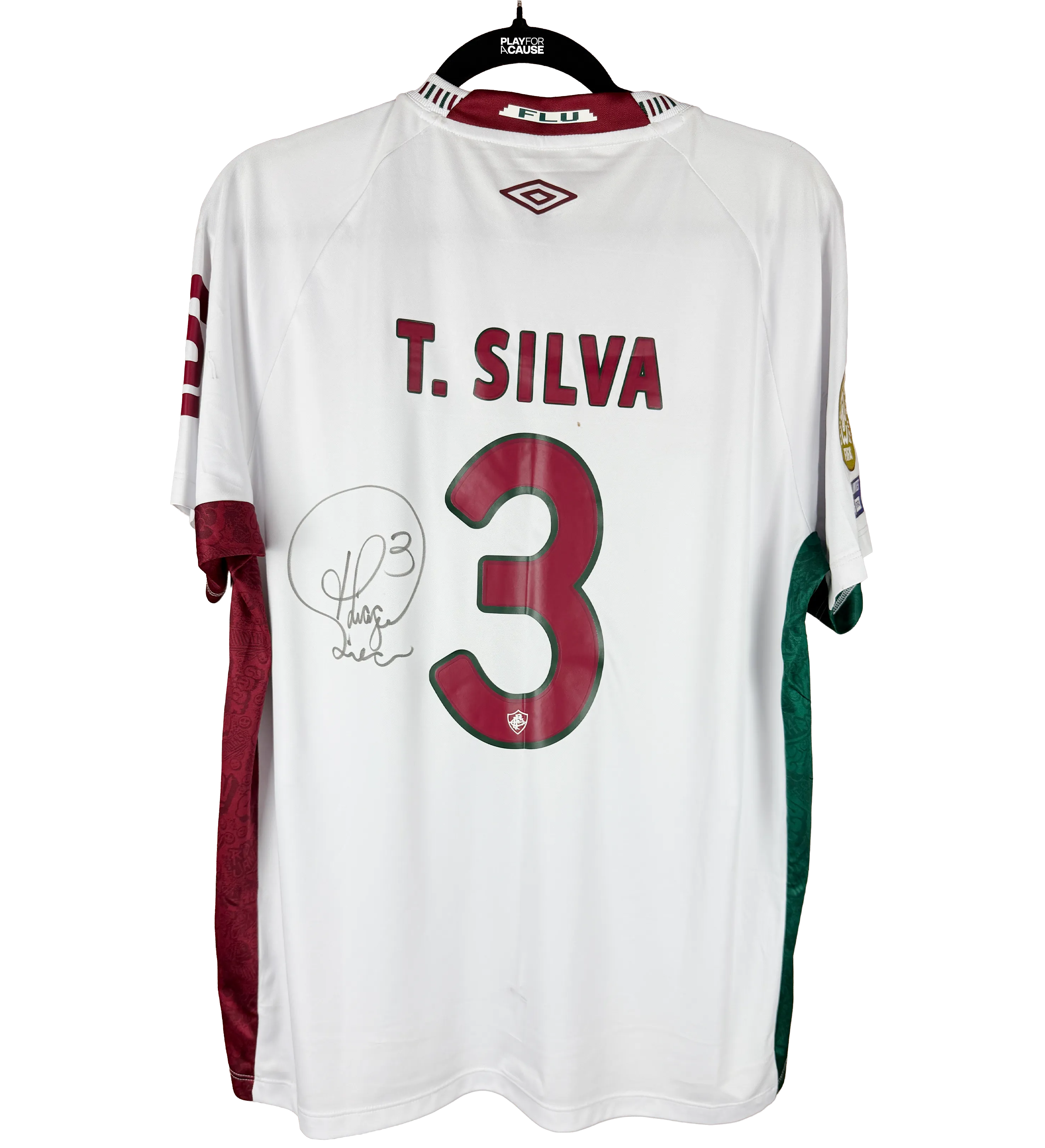 Camiseta Fluminense Thiago Silva con Parche del Mundial de Clubes Autografiada por el Ídolo — imagem 2 de 8
