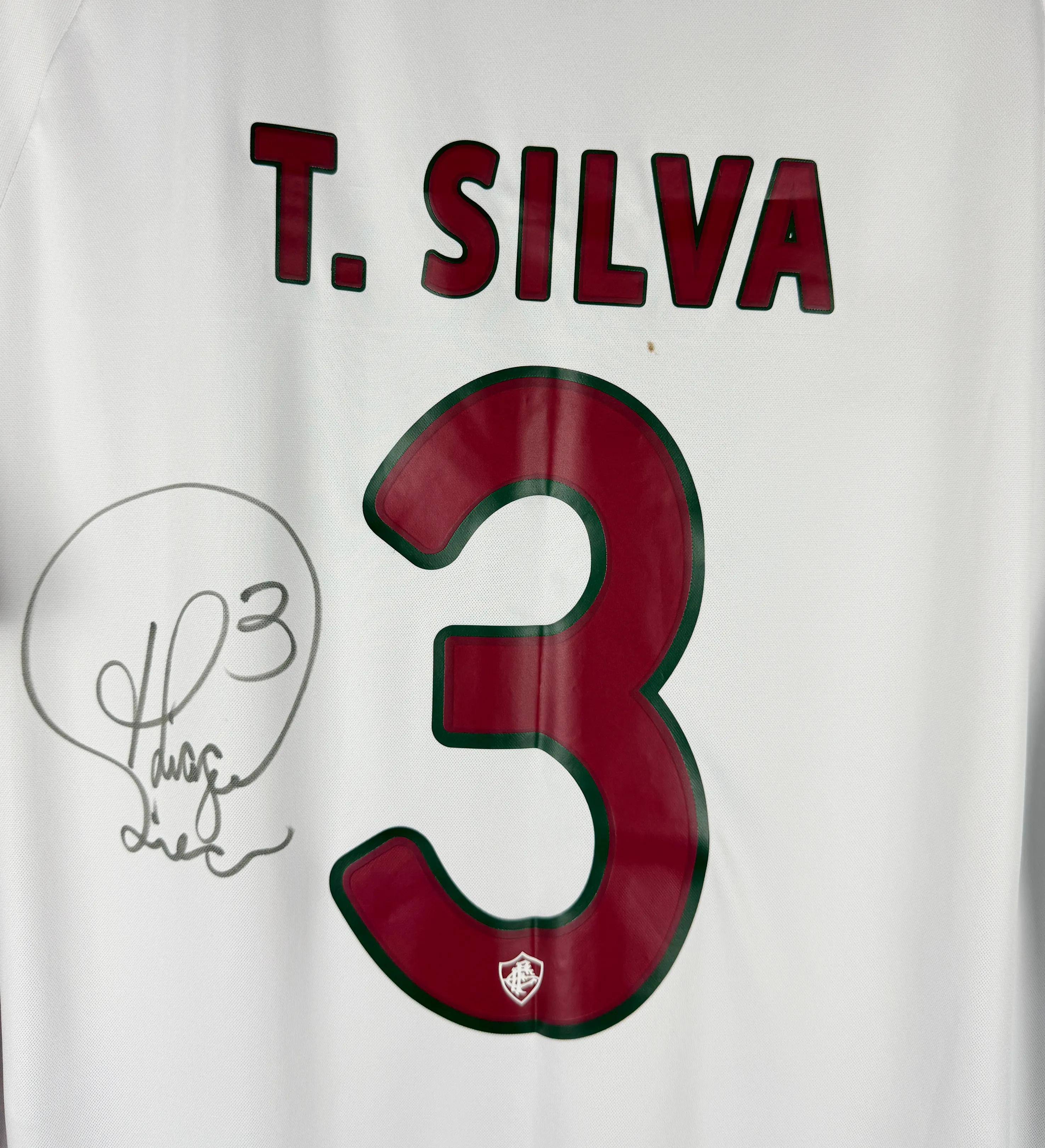 Camiseta Fluminense Thiago Silva con Parche del Mundial de Clubes Autografiada por el Ídolo — imagem 4 de 8