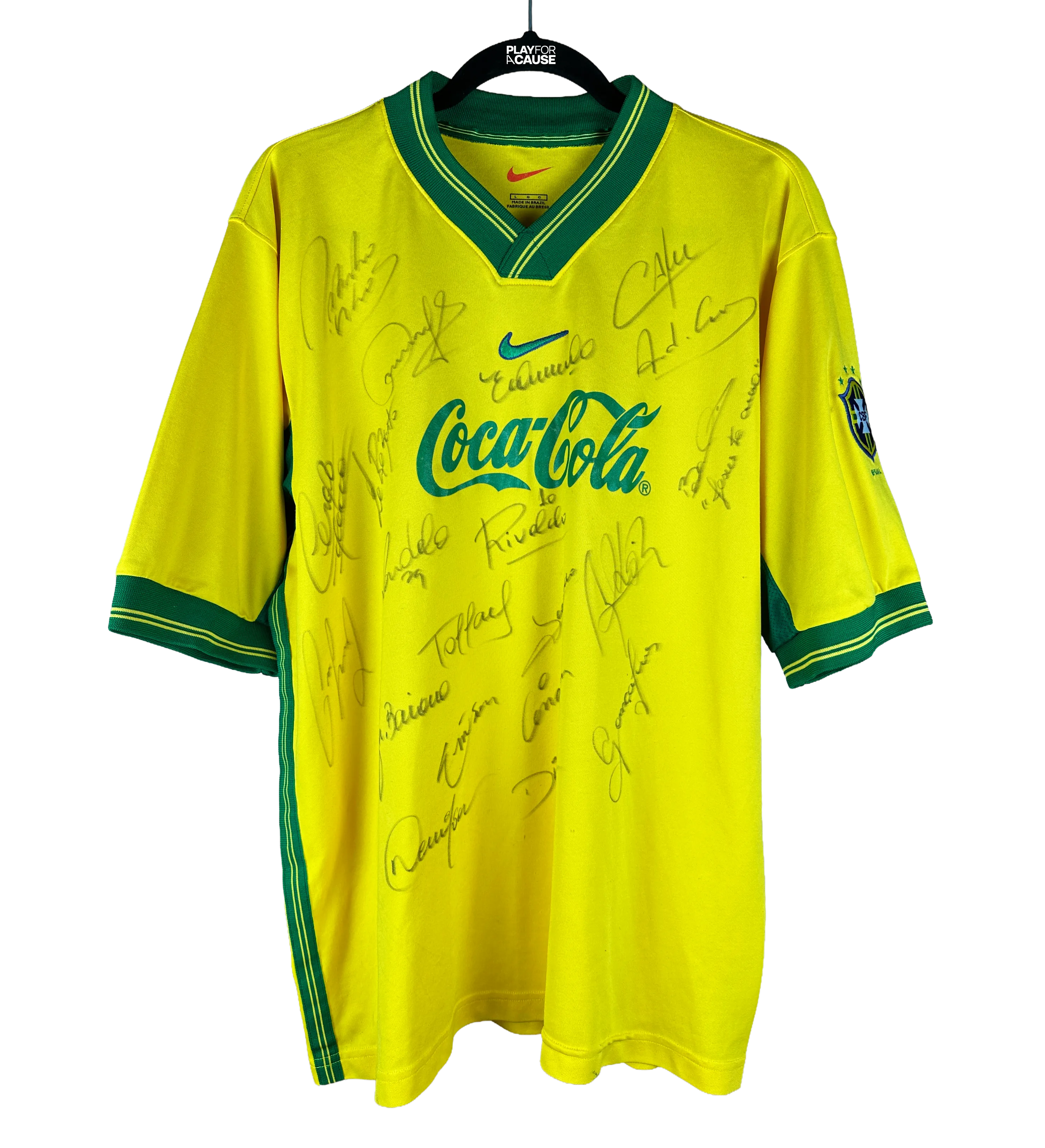 Camisa Brasil Treino Copa do Mundo 1998 Autografada Pelo Elenco — imagem 1 de 3