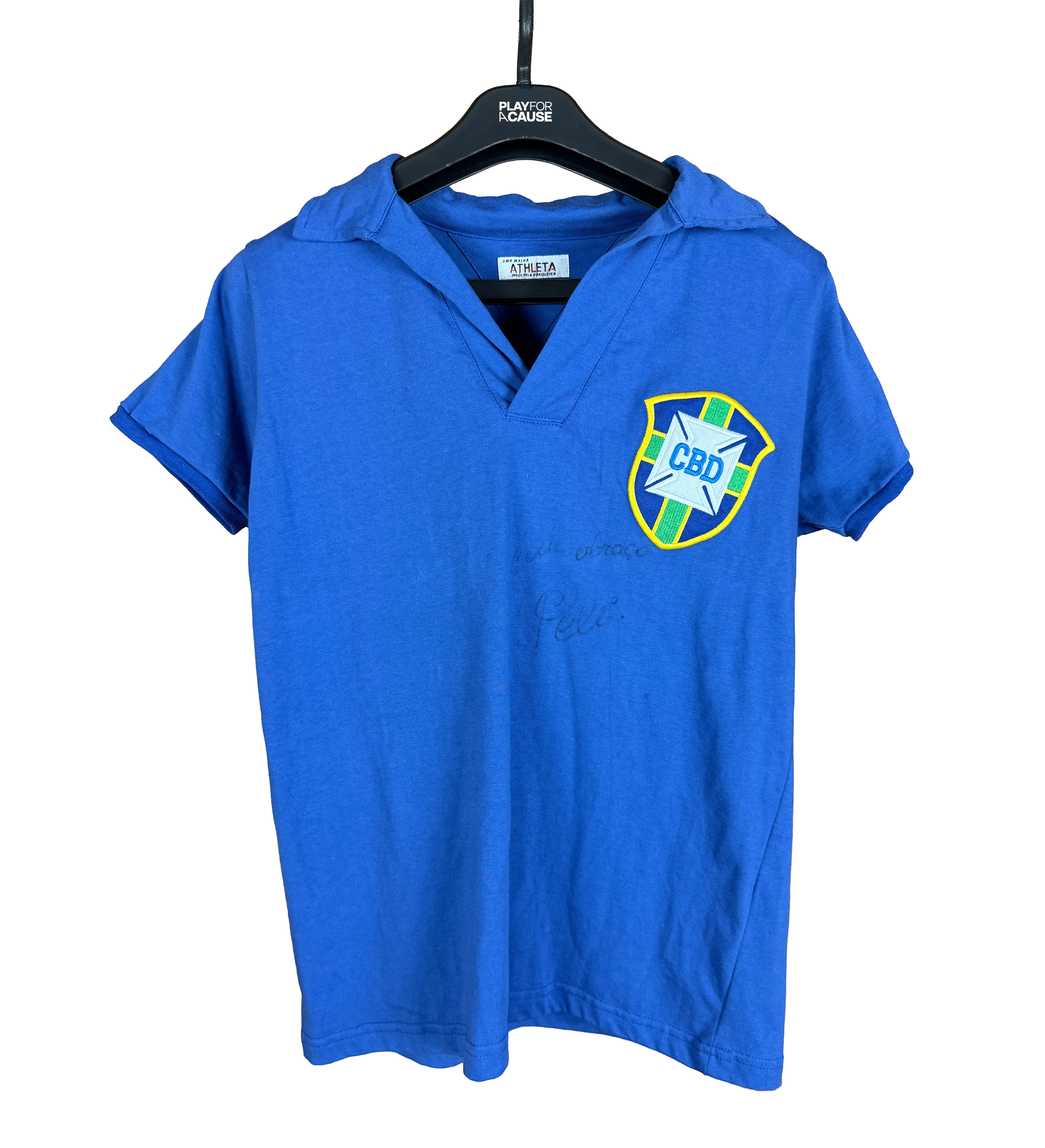 Camisa Brasil Retrô Athleta Copa do Mundo de 1958 Primeiro Título Mundial Autografada por Pelé — imagem 1 de 5