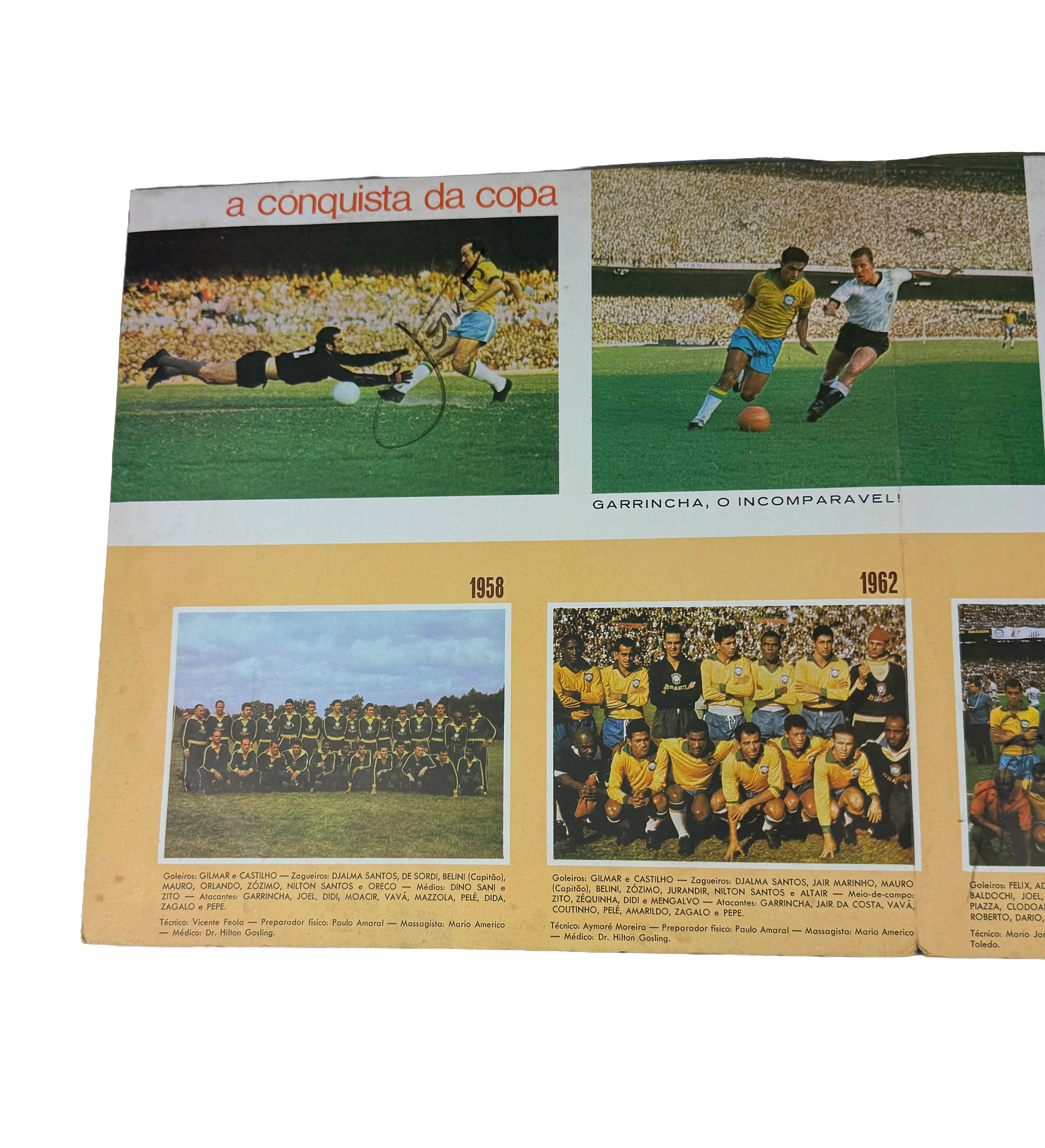 LP Duplo A Copa É Nossa 70 A Conquista da Copa Todos Os Gols Das Copas 1958 1962 E 1970 Autografado Pelo Pelé Tostão Jairzinho Clodoaldo E Gerson — imagem 5 de 5