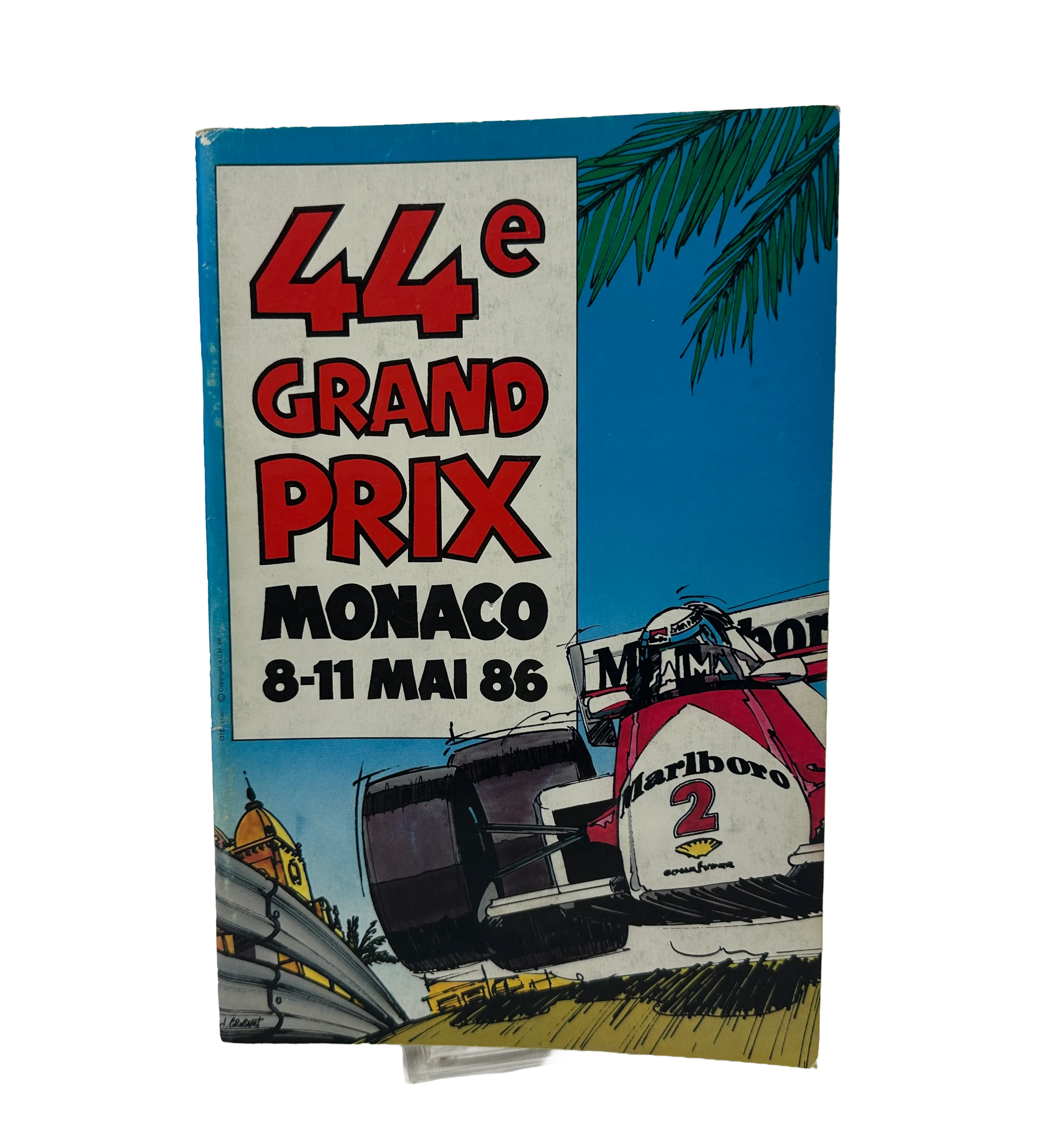 Programa Oficial GP de Fórmula 1 Mônaco 1986 Autografado por Ayrton Senna Lotus Renault 3º Colocado — imagem 1 de 2