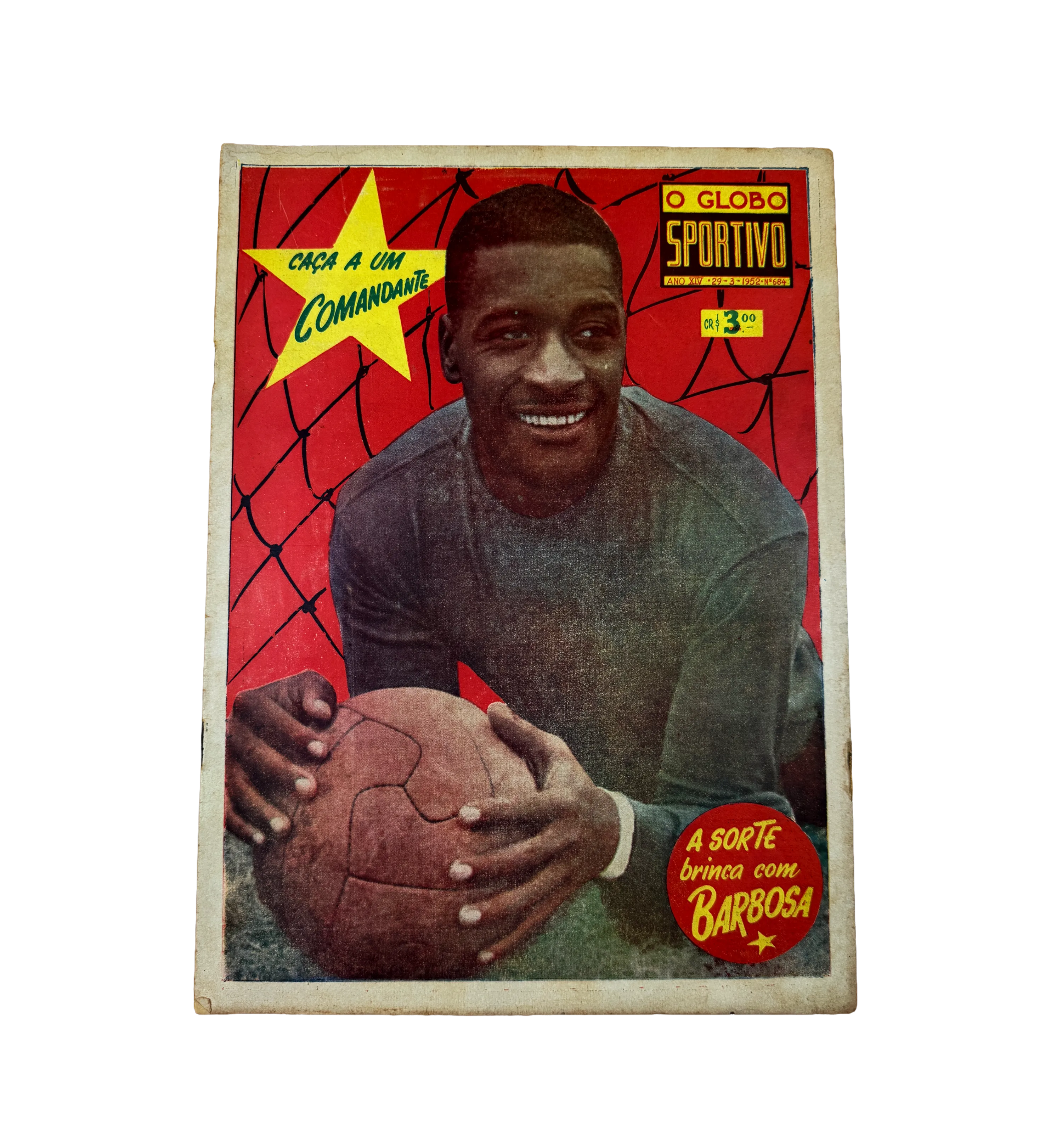 Banderín del Vasco da Gama Campeón de Terra e Mar 1956 Autografado por Barbosa + O Globo Esportivo 1952 — imagem 3 de 5