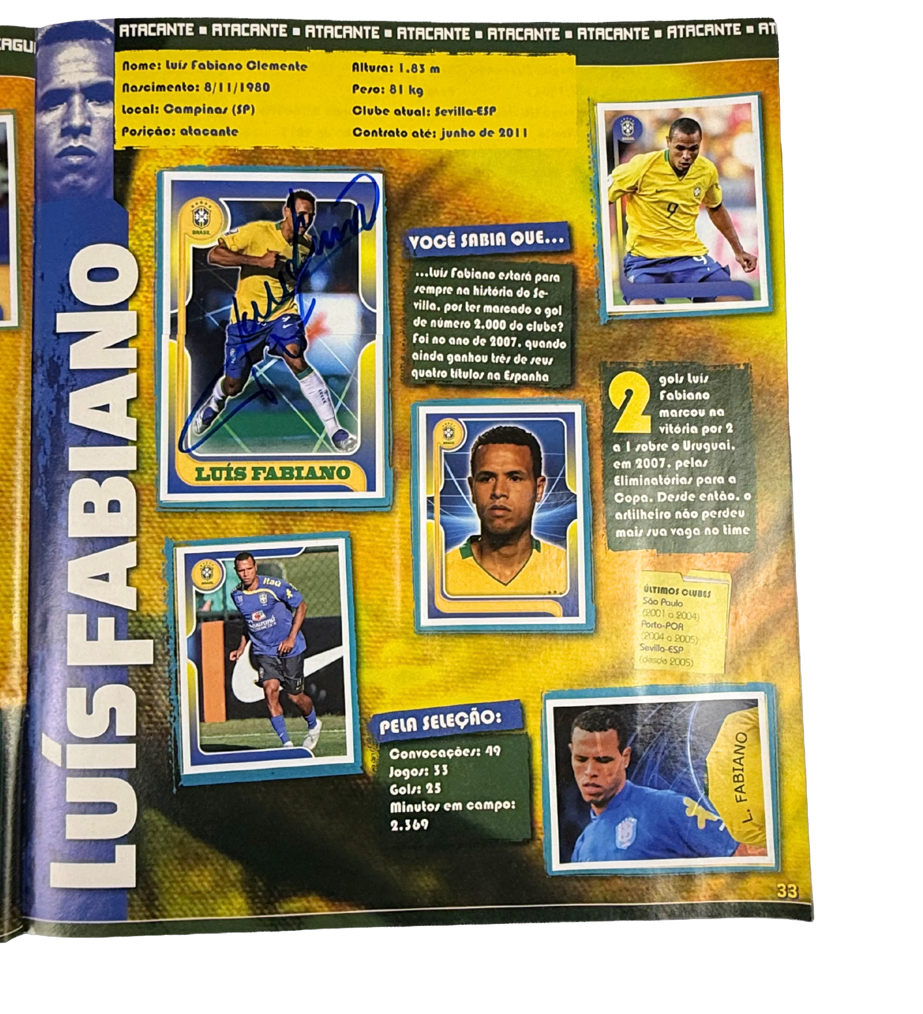 Brazil National Team Stars at the 2010 World Cup Album – Complete / Filled – Autographed by Adriano, Ronaldinho Gaúcho, Thiago Silva, André Santos, Diego, Elano, Nilmar, Felipe Melo, Gilberto Silva, Jô, Hernanes, Juan, Júlio Baptista, Kaká, Júlio César, L — imagem 2 de 11