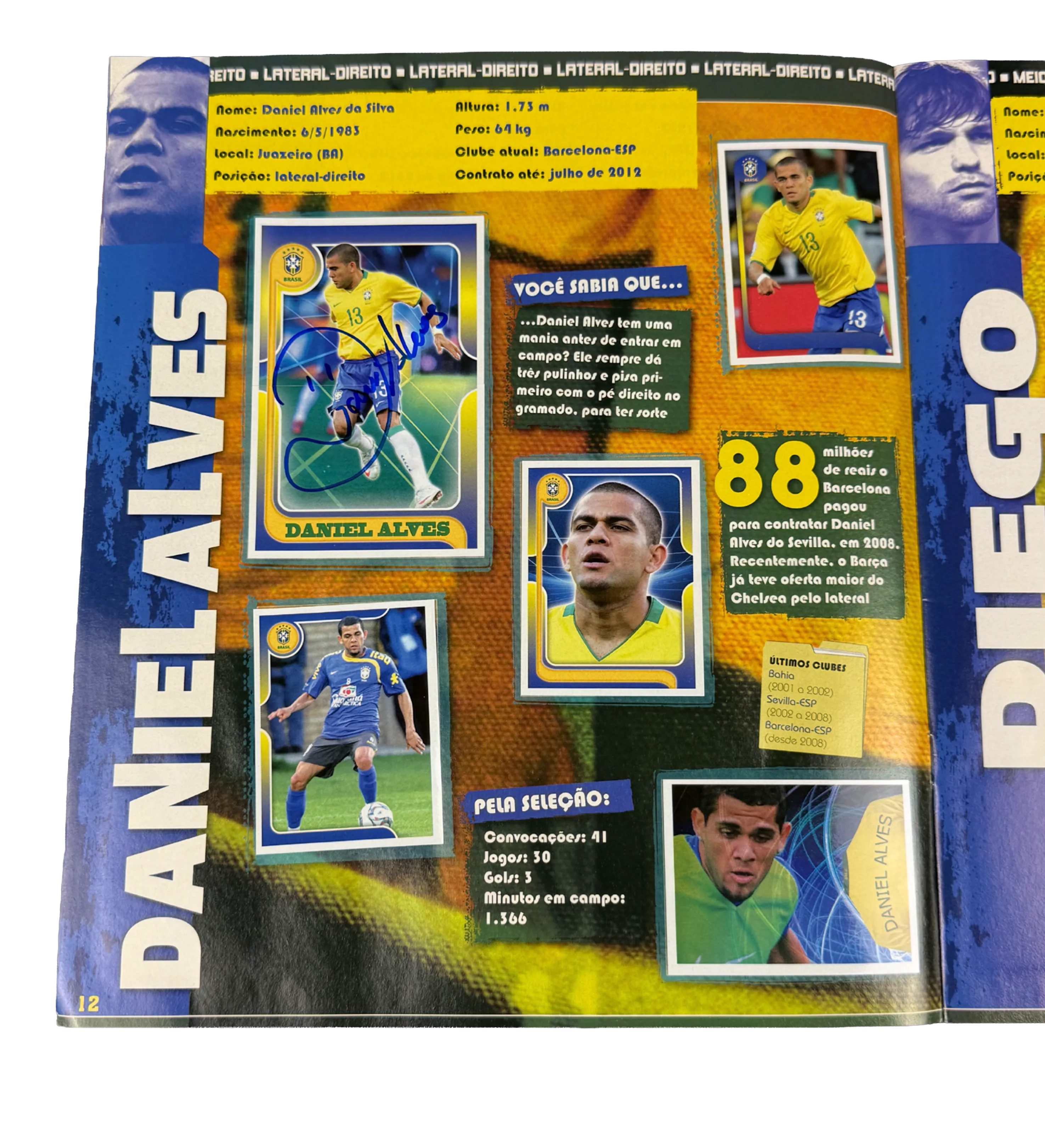 Brazil National Team Stars at the 2010 World Cup Album – Complete / Filled – Autographed by Adriano, Ronaldinho Gaúcho, Thiago Silva, André Santos, Diego, Elano, Nilmar, Felipe Melo, Gilberto Silva, Jô, Hernanes, Juan, Júlio Baptista, Kaká, Júlio César, L — imagem 4 de 11