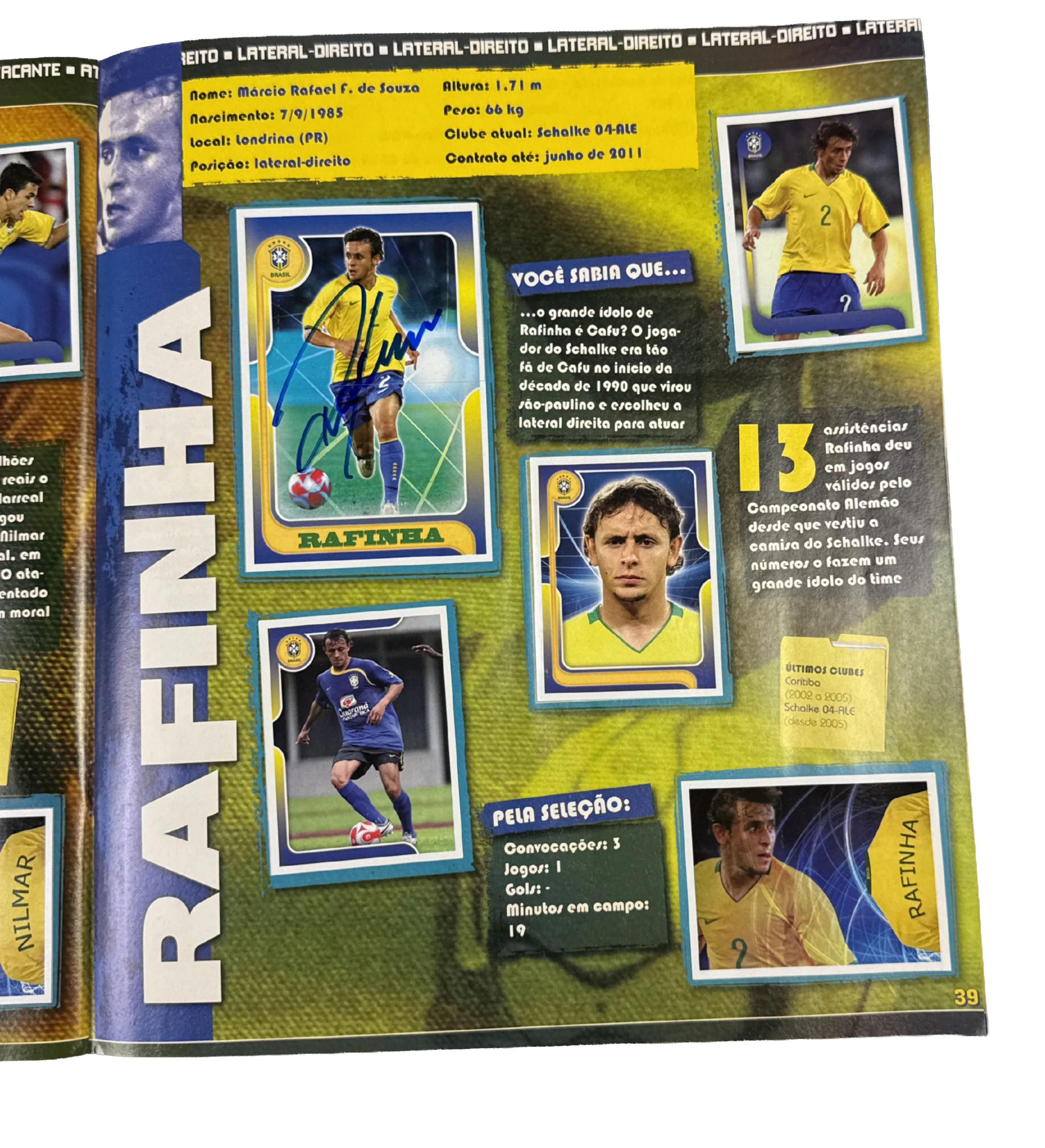 Brazil National Team Stars at the 2010 World Cup Album – Complete / Filled – Autographed by Adriano, Ronaldinho Gaúcho, Thiago Silva, André Santos, Diego, Elano, Nilmar, Felipe Melo, Gilberto Silva, Jô, Hernanes, Juan, Júlio Baptista, Kaká, Júlio César, L — imagem 8 de 11