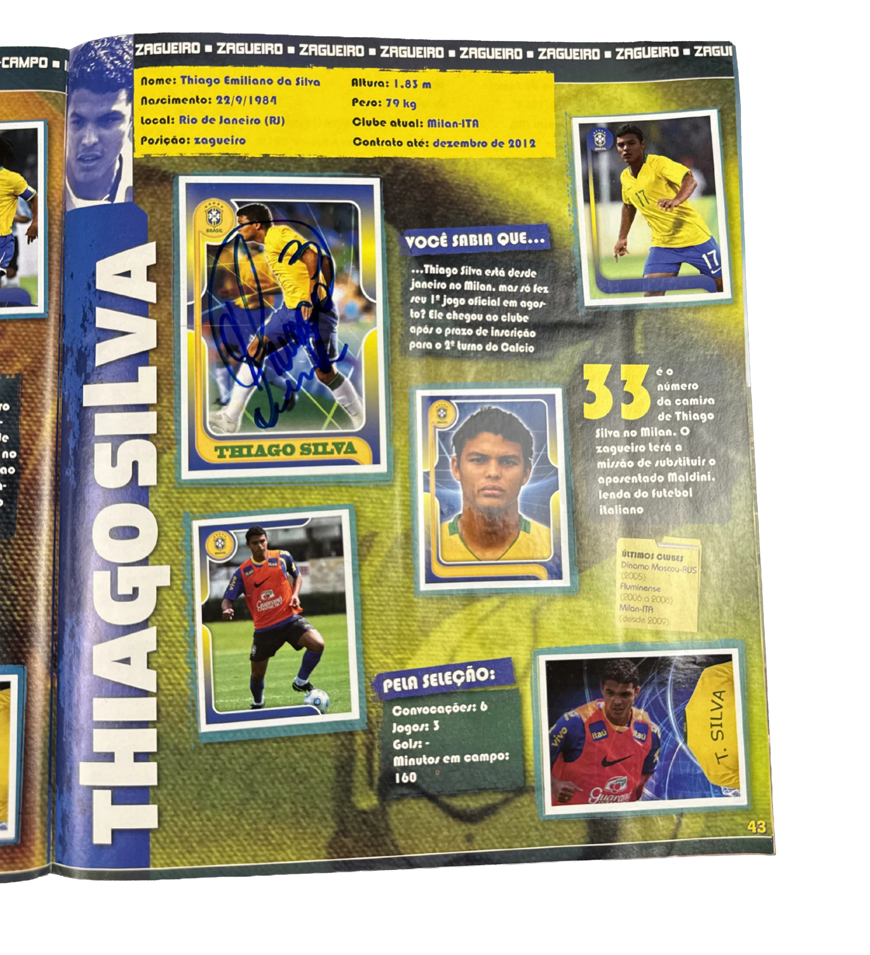 Brazil National Team Stars at the 2010 World Cup Album – Complete / Filled – Autographed by Adriano, Ronaldinho Gaúcho, Thiago Silva, André Santos, Diego, Elano, Nilmar, Felipe Melo, Gilberto Silva, Jô, Hernanes, Juan, Júlio Baptista, Kaká, Júlio César, L — imagem 10 de 11