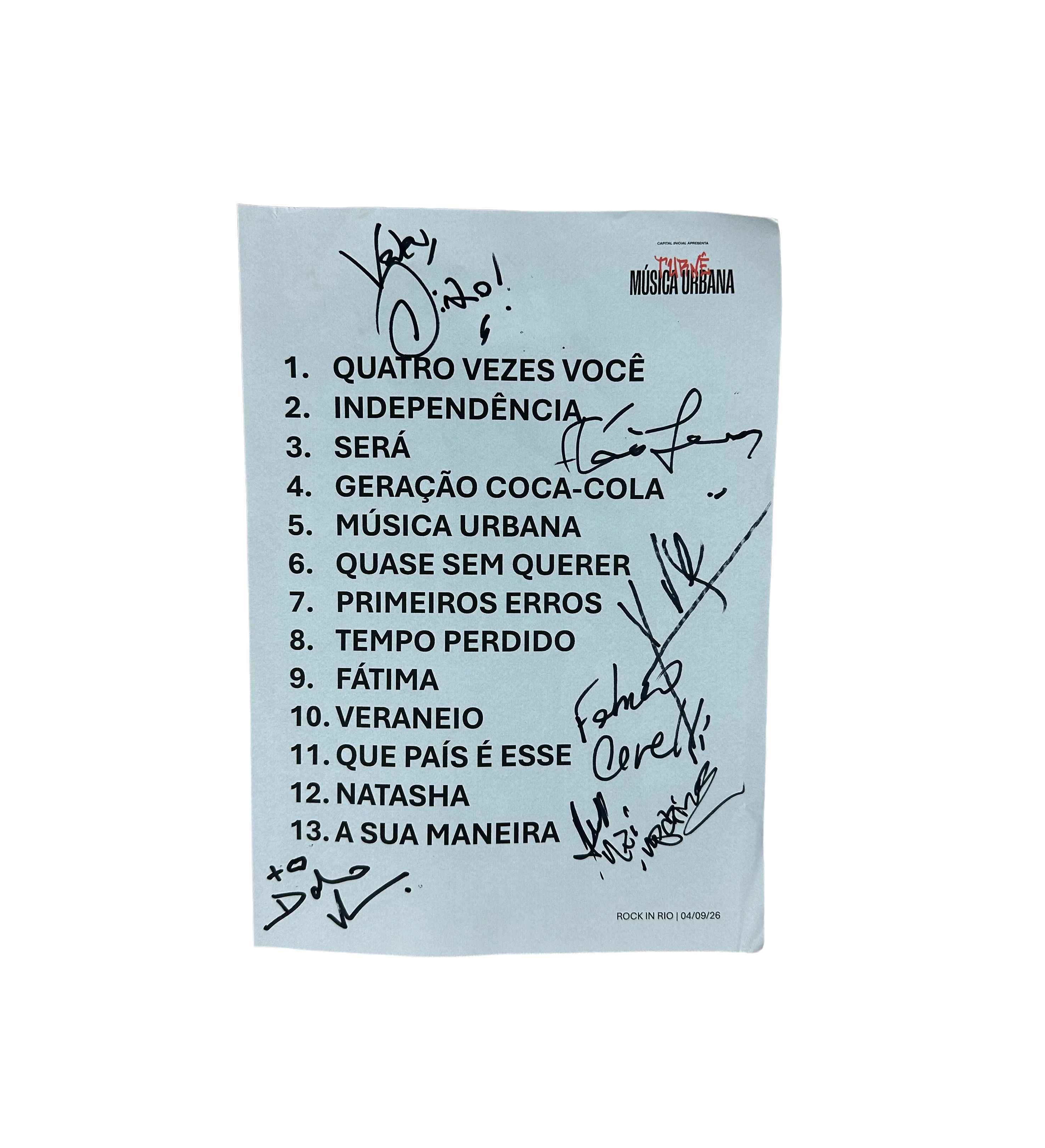 Capital Inicial autographed kit with T-shirt + Setlist + Guitar pick — imagem 3 de 12