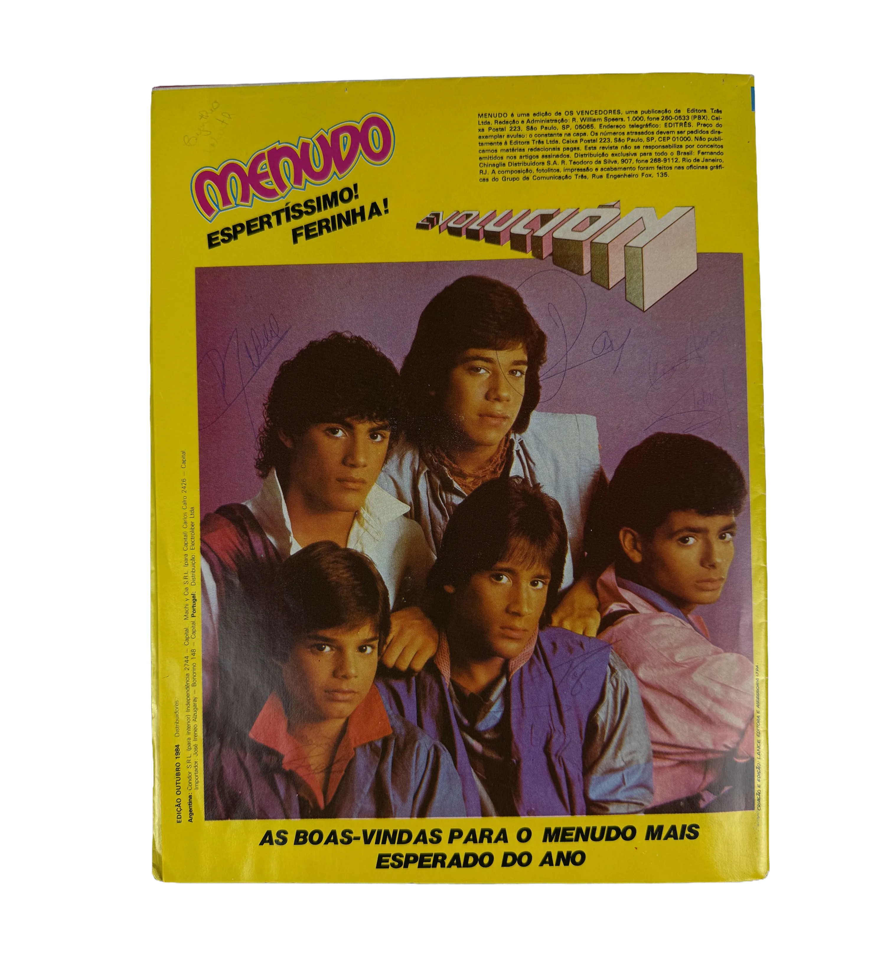 Poster Original dos Anos 80 - Menudos - Tamanho Gigante - Autografado por Todos os Integrantes, Incluindo Ricky Martin — imagem 1 de 3