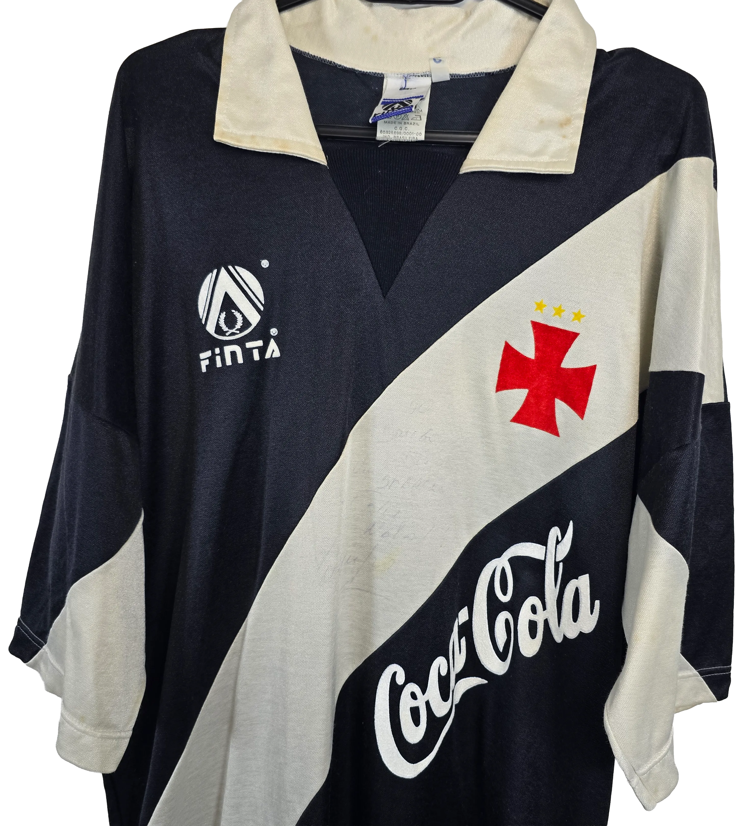 Camiseta Negra Vasco da Gama 1992 Campeón Carioca de Juego Firmada por Luisinho Quintanilha — imagem 4 de 4
