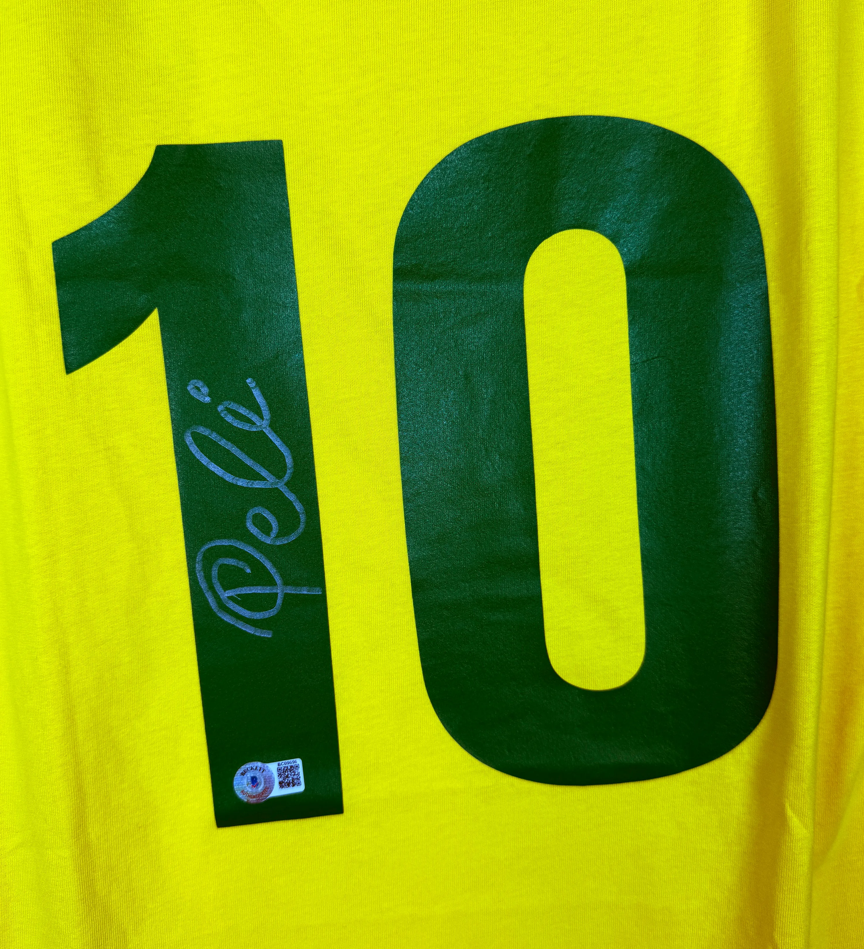 Brazil Yellow Retro Pelé #10 1970 Replica Jersey Beckett — imagem 3 de 4