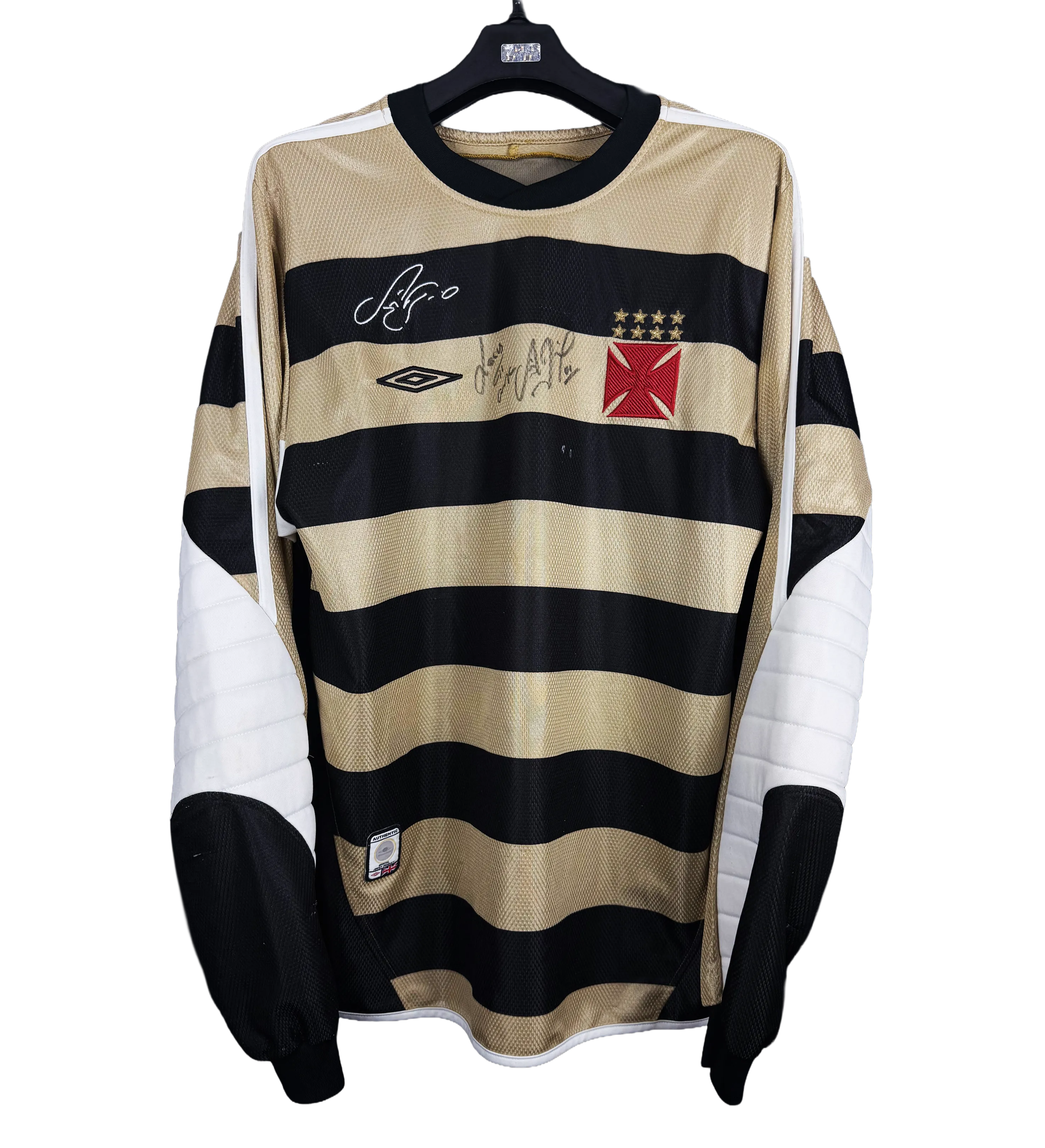 Camiseta de Arquero Club de Regatas Vasco da Gama – Fábio #3 – Temporada 2003 – Raro Modelo Abeja – Autografiada por el Arquero – Récord Mundial de Partidos — imagem 1 de 3