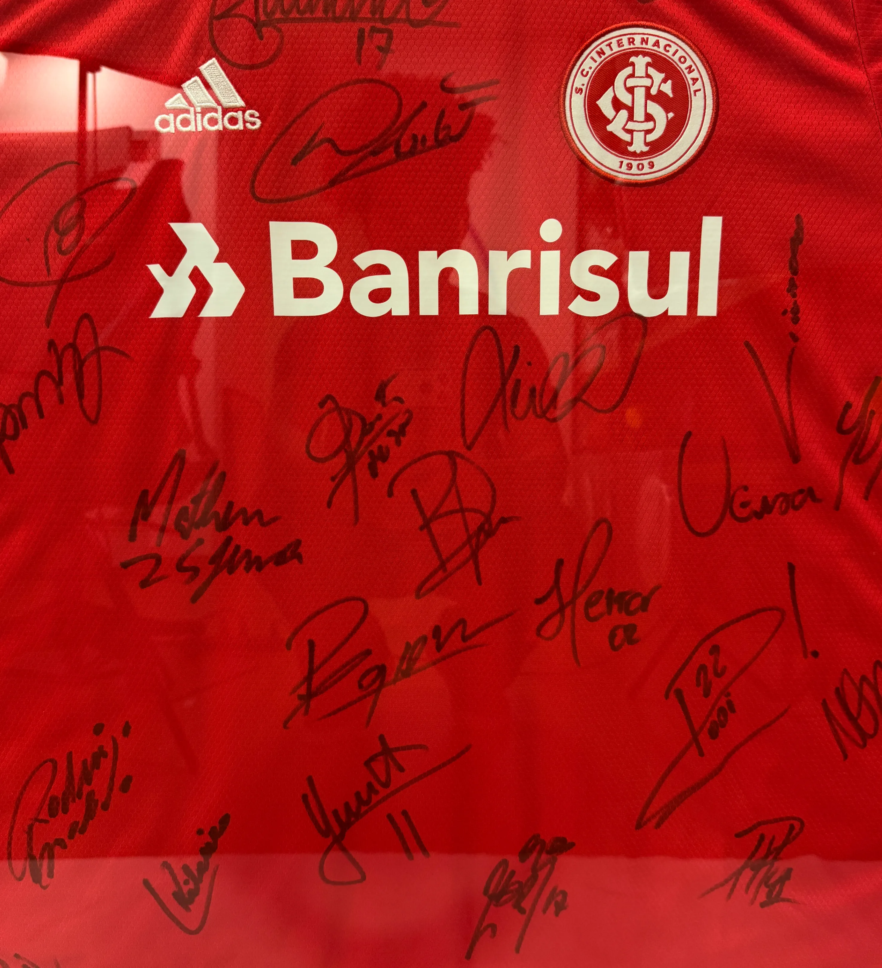 Camisa Emoldurada Internacional D'Alessandro Temporada 2020 Autografada Pelo Elenco Certificação Hall da Fama — imagem 3 de 5