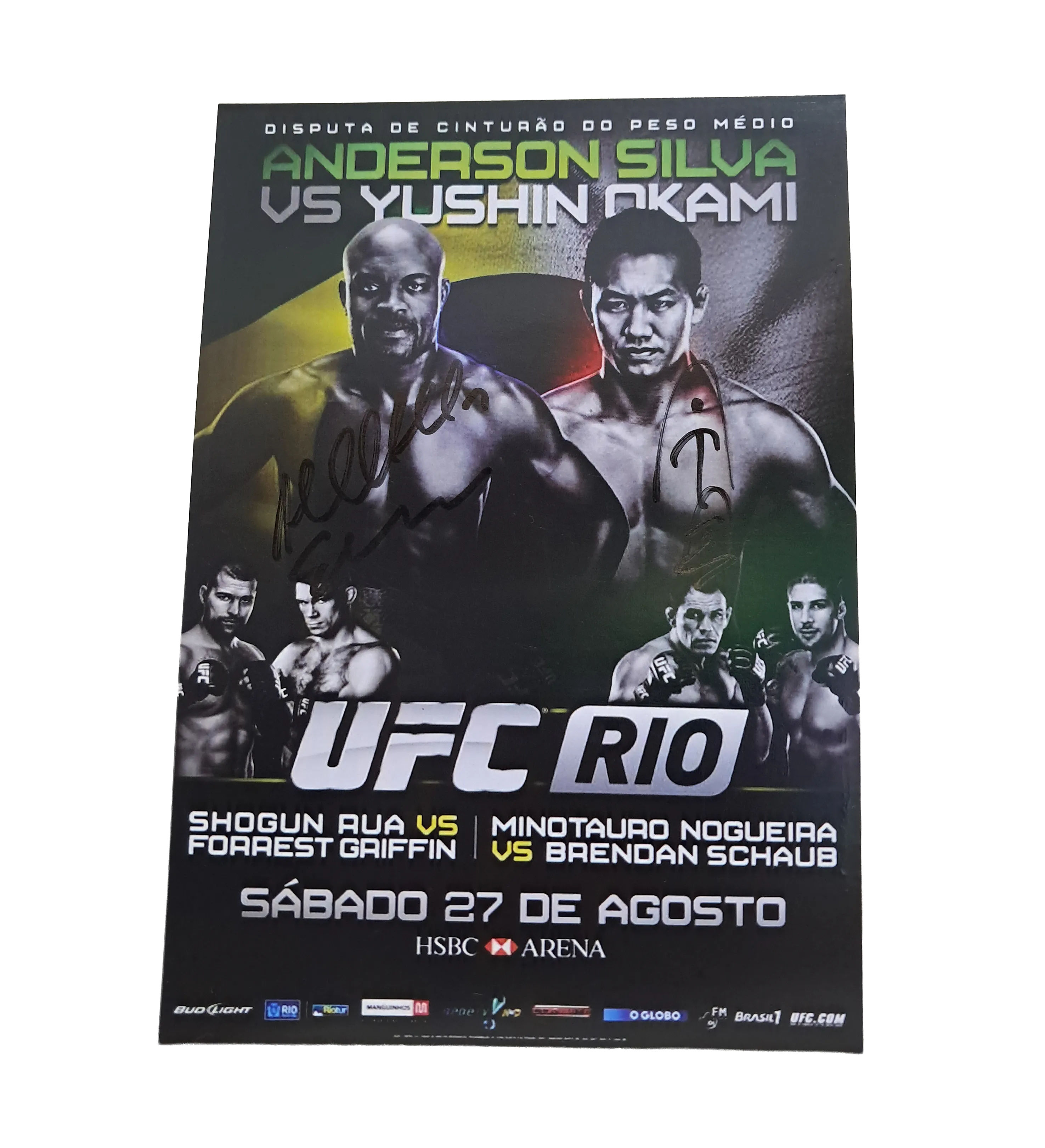 Mini Poster UFC Rio 2011 Anderson Silva x Yushin Okami Autografado pelos Lutadores — imagem 1 de 1
