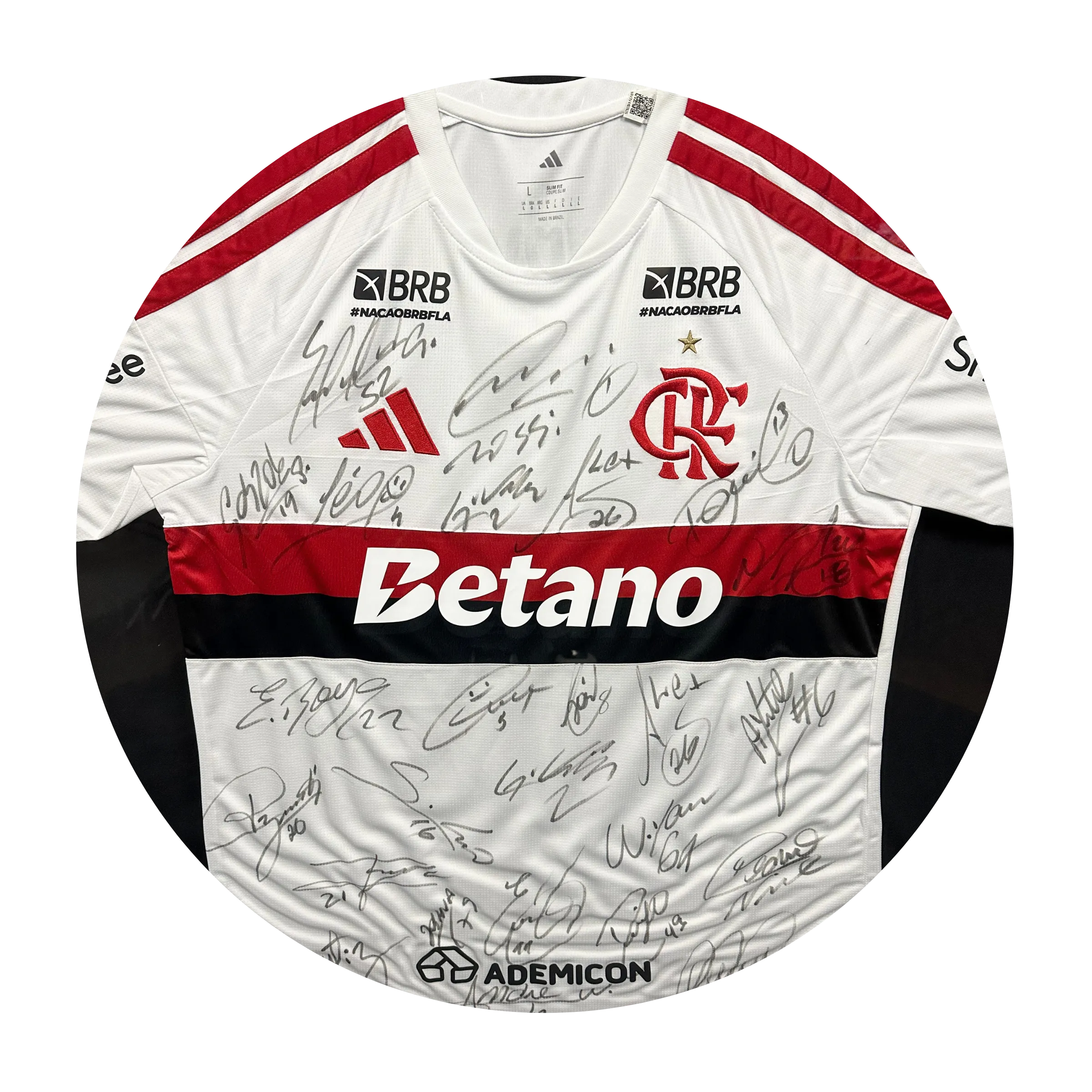 Framed Flamengo Jersey – Évertton Araújo #52 – White Edition – 2026 Season – Autographed by the Squad — imagem 3 de 4