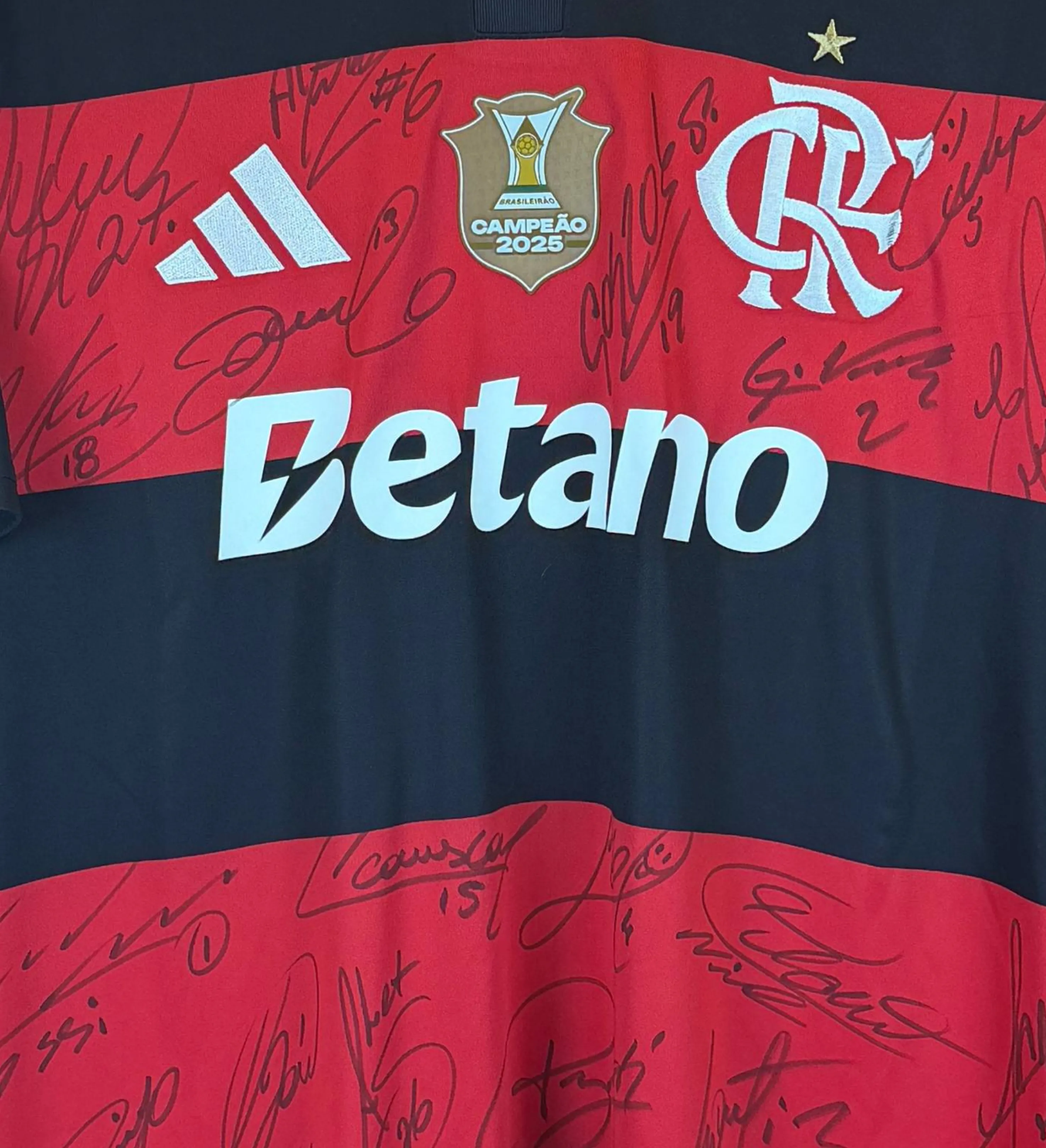 Camisa Flamengo - Plata #19 - Modelo Torcedor Rubro-Negra 2026 - Patches Brasileirão - Autografada pelo Elenco — imagem 3 de 3