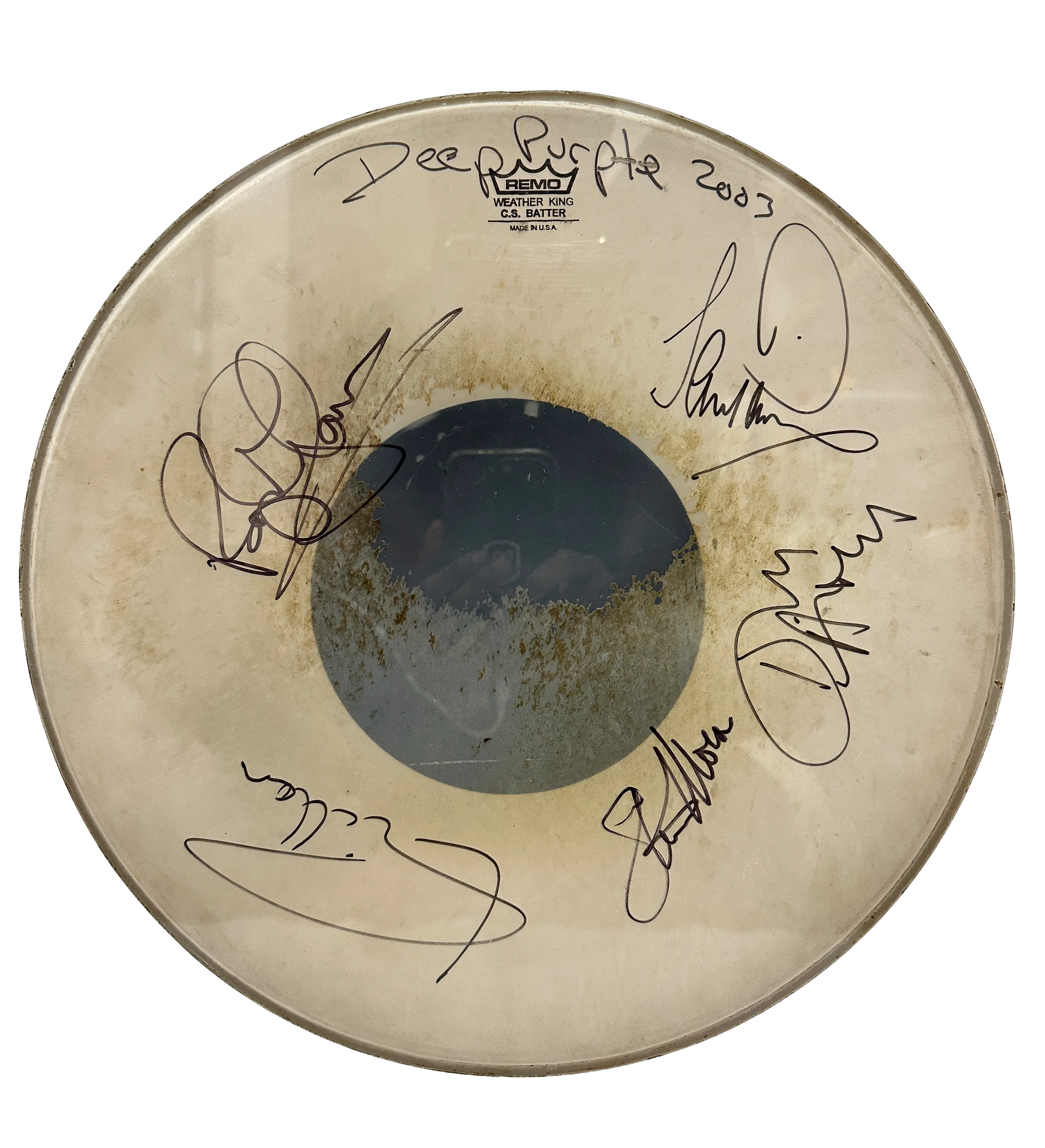Pele De Bateria Deep Purple Autografado Pela Banda Certificado de Autencidade Marcos Hermes — imagem 2 de 2