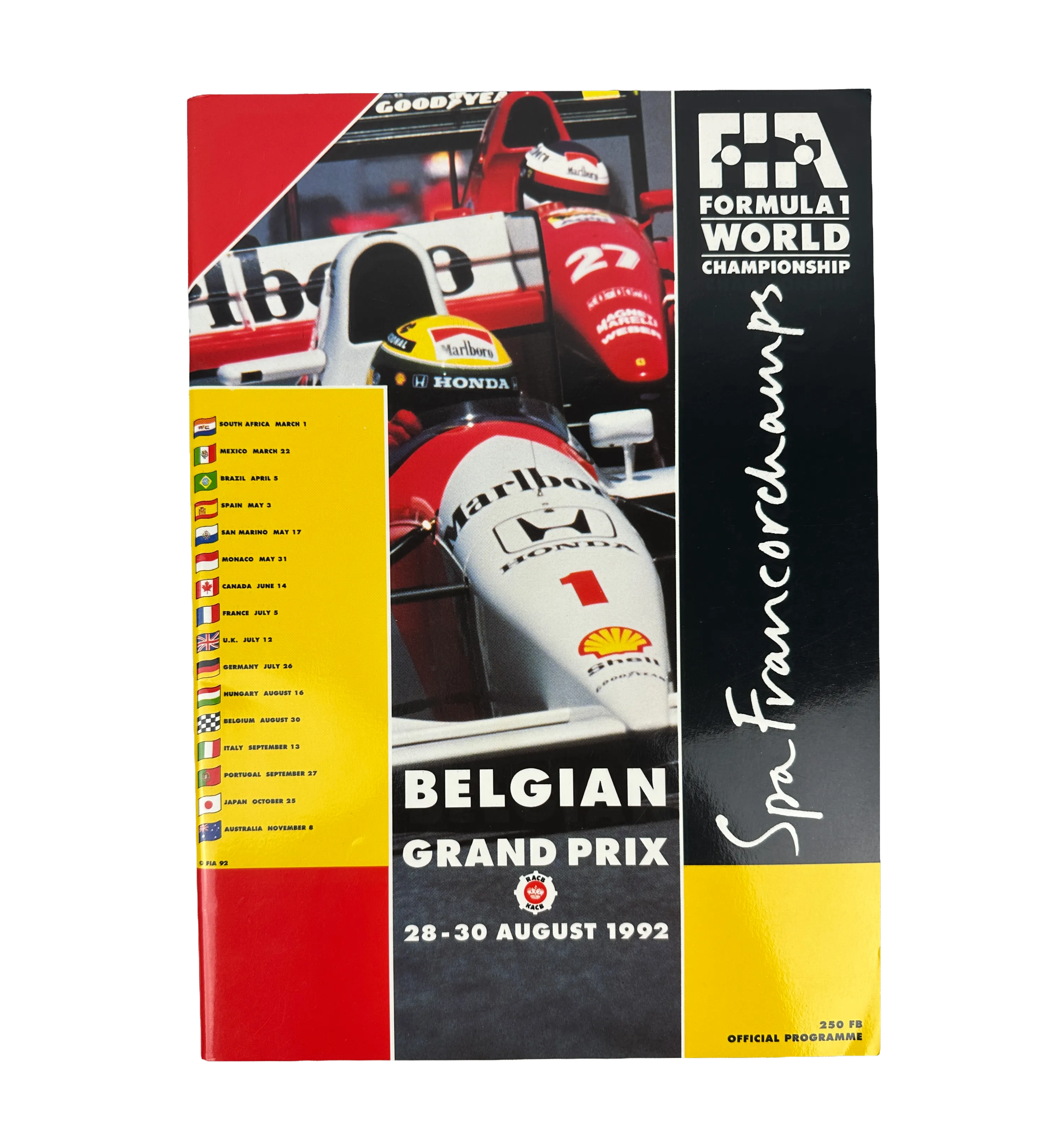 Programa Oficial Grand Prix da Bélgica 1992 Autografado Pelo Piloto Michael Schumacher Na Sua 1ª. Vitoria na Formula 1 — imagem 1 de 3