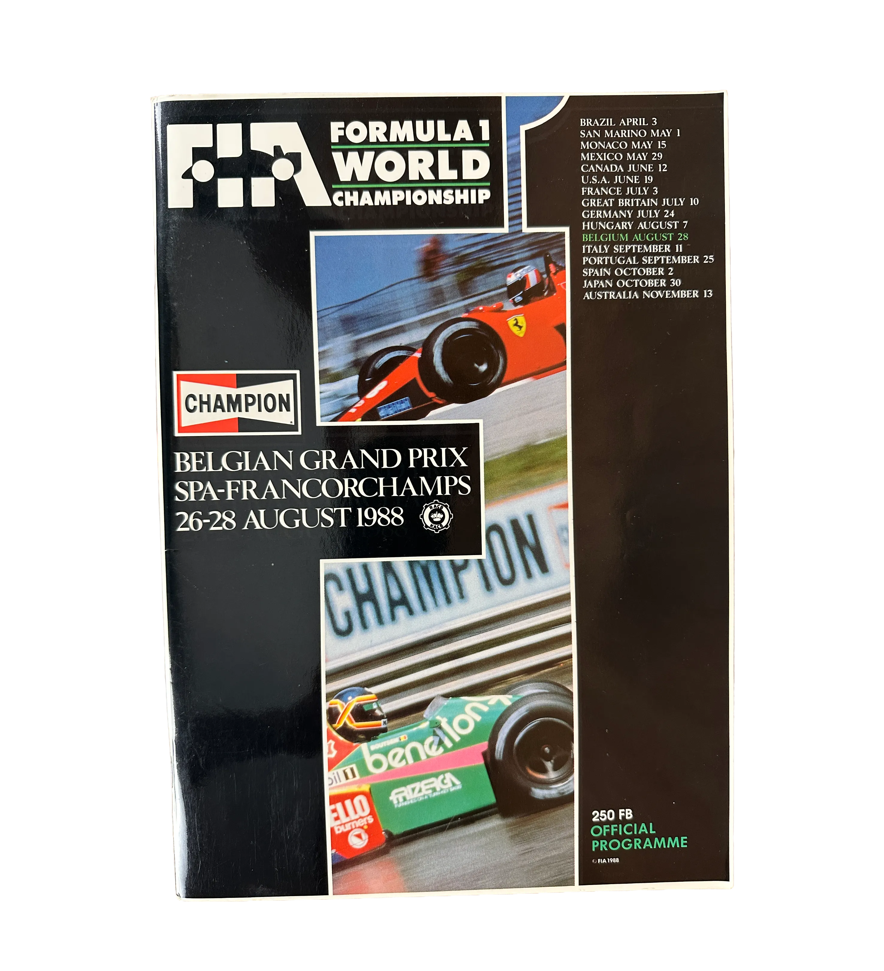 Programa Oficial - Fórmula 1 - GP de Spa-Francorchamps / Bélgica - 1988 - Autografiado por el ídolo Ayrton Senna (Ganador de la carrera) y Gerhard Berger de Ferrari — imagem 1 de 3