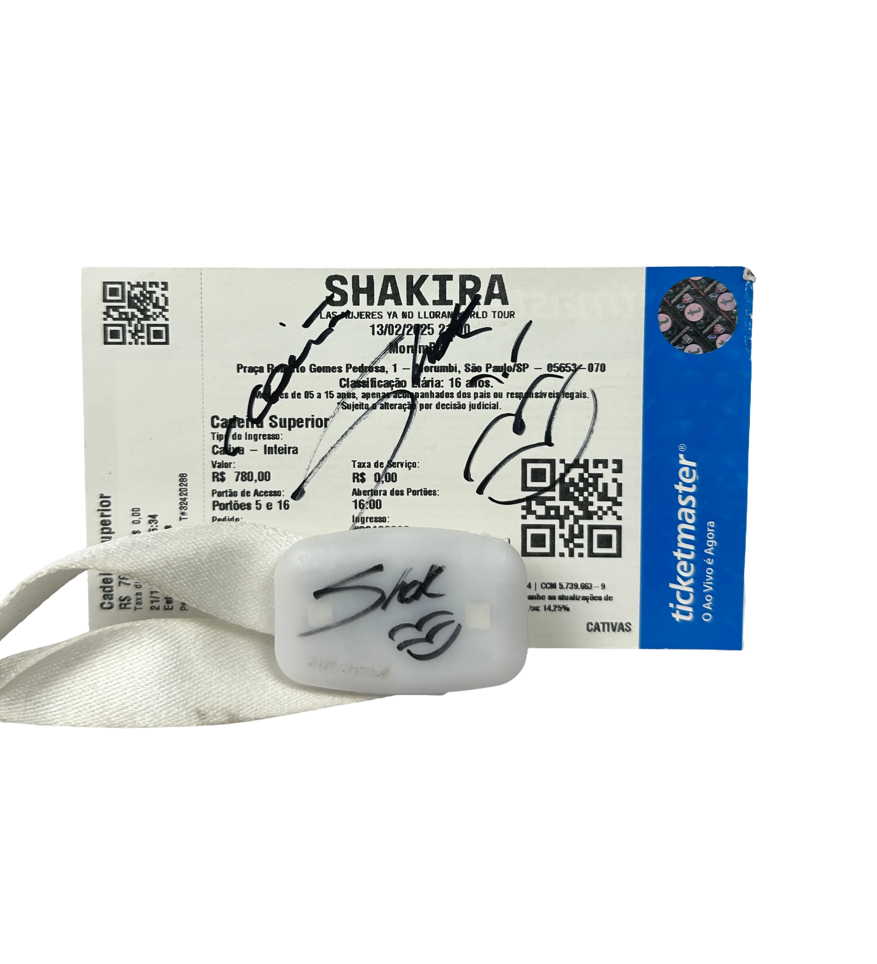 Entrada - Concierto de Shakira - Las Mujeres ya no Lloran World Tour - Sao Paulo 2025 - Autografiado por la cantante + Pulsera LED autografiada — imagem 1 de 3