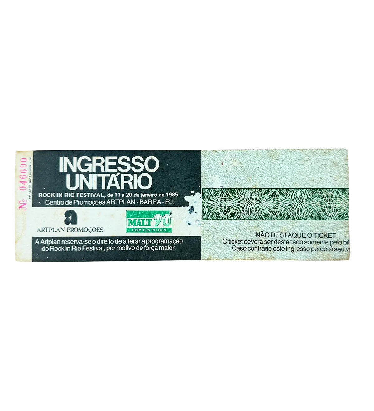 Rock in Rio 1985 – Organizing Committee Glove – Lubrax Promotional – Signed by Queen + Original Ticket + Security Pass — imagem 4 de 7