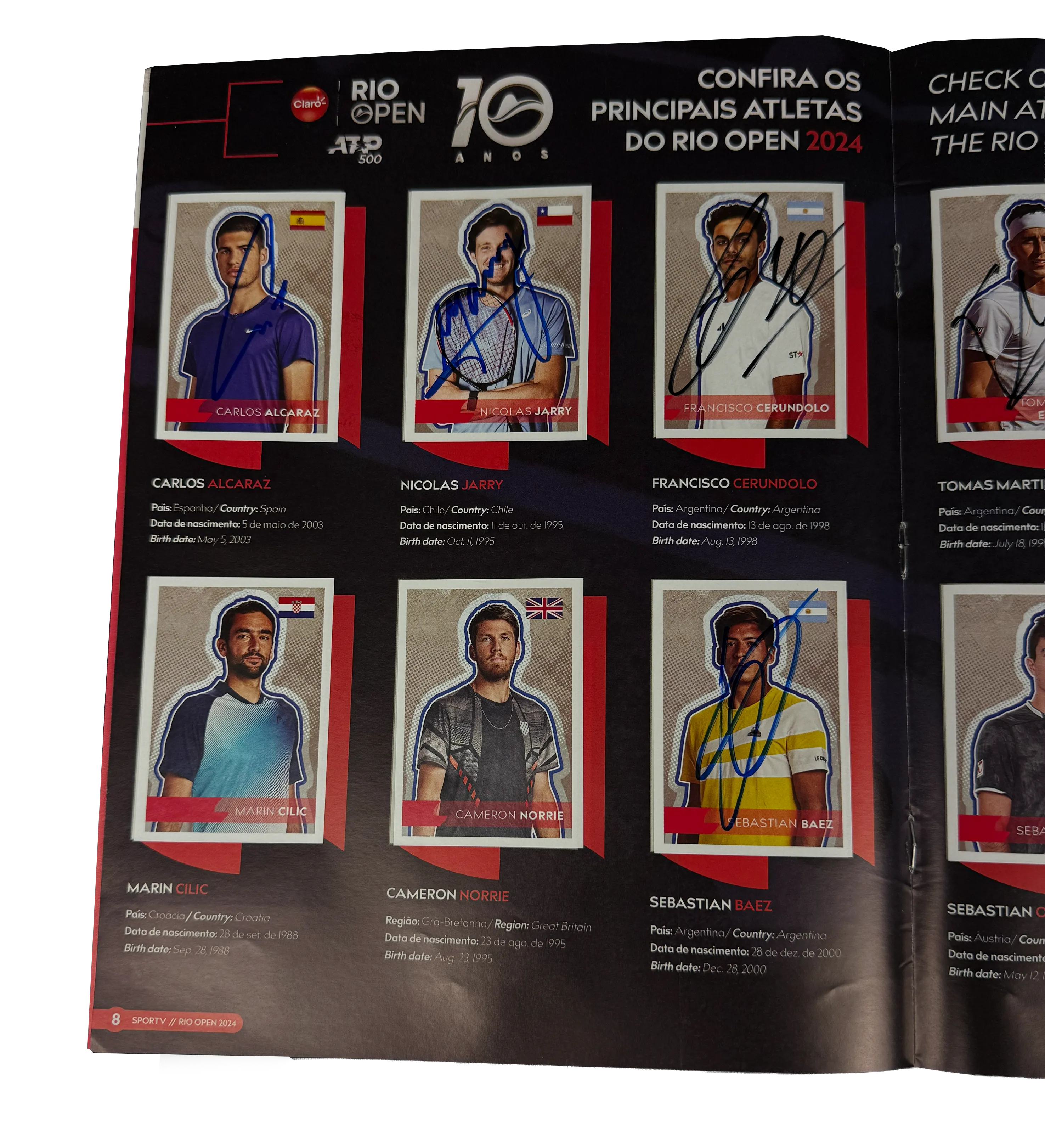 Álbum Oficial de Figurinhas Rio Open 10 Anos 2024 ATP 500 Autografado por Carlos Alcaraz, João Fonseca e Estrelas do Tênis Mundial — imagem 3 de 8