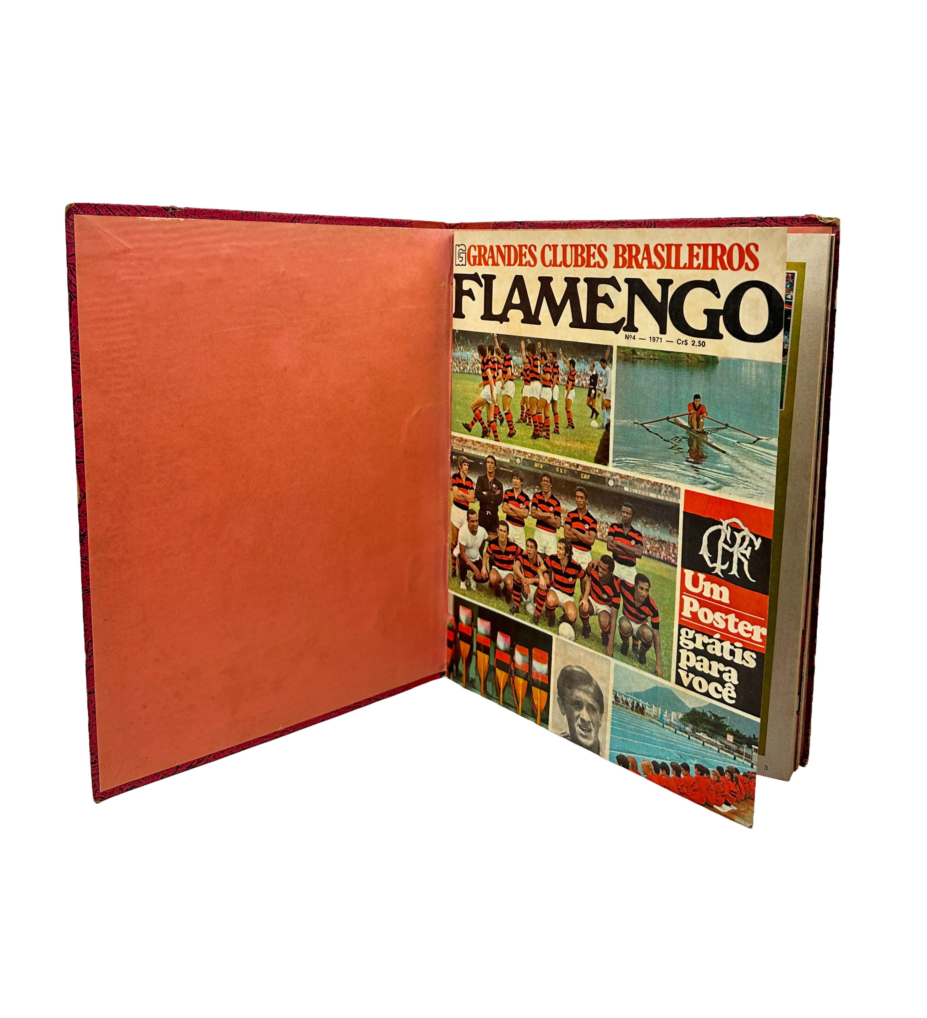 Revista Flamengo Grandes Clubes Brasileiros nº 4 1971 Capa Dura Autografada por Zico Com Superpôster Original — imagem 3 de 4