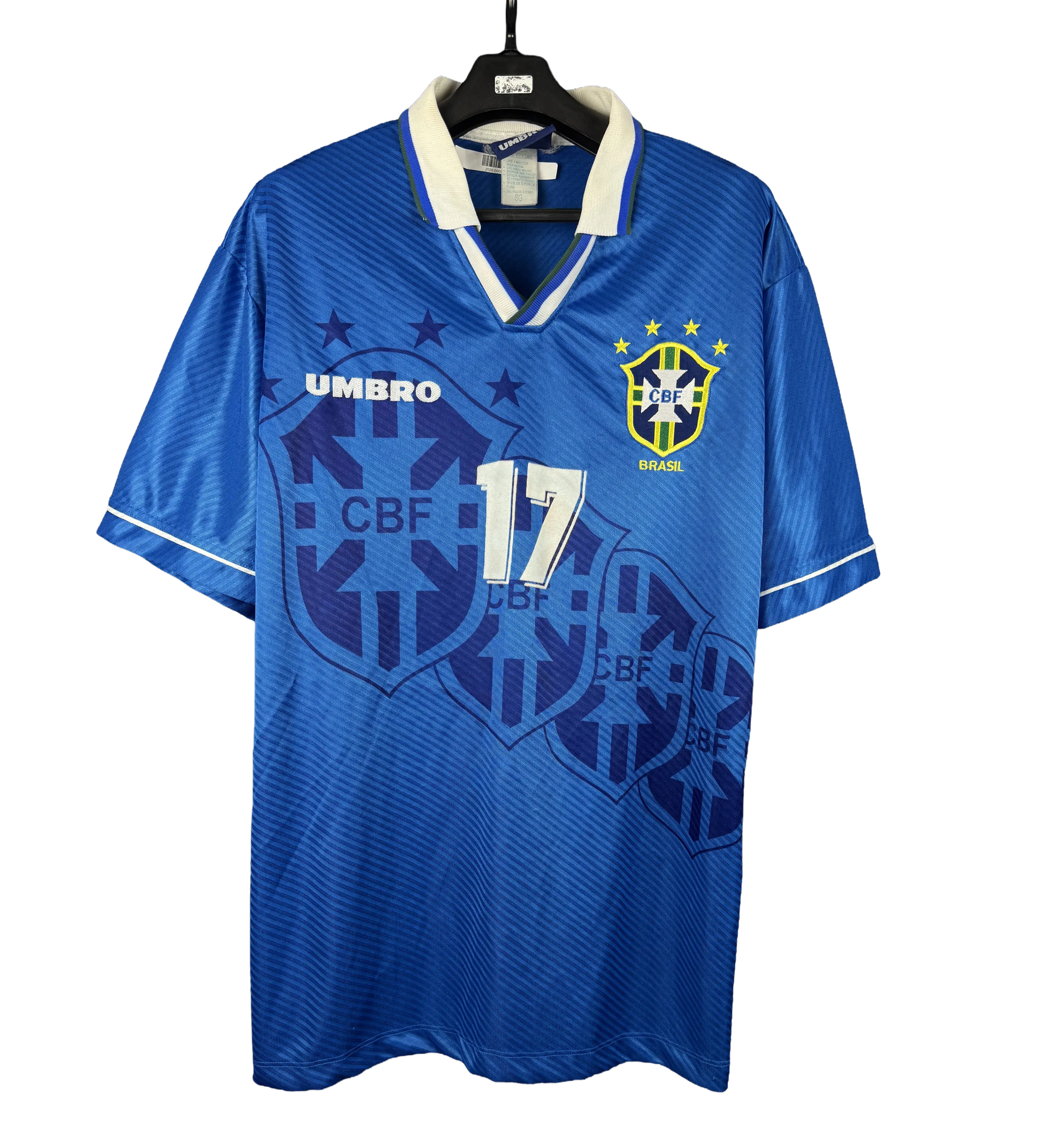 Brazil National Football Team Shirt – No. 17 (Doriva) – 1995/96 Model – Match Prepared (Copa América, Copa Umbro and International Friendlies) — imagem 1 de 3
