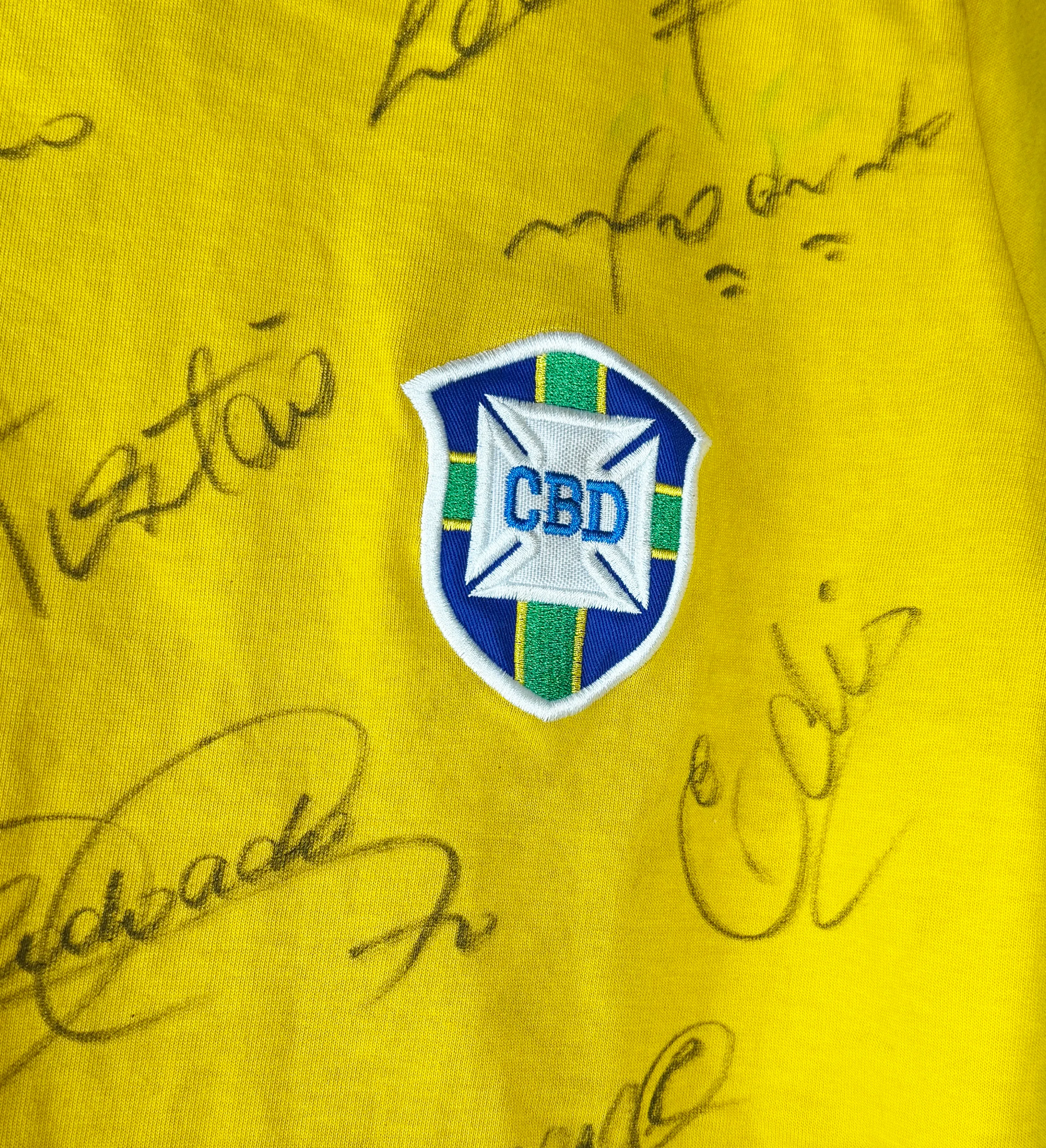 Camiseta Brasil Pelé Réplica Athleta 1970 Autografiada por los Campeones del Tri — imagem 4 de 7
