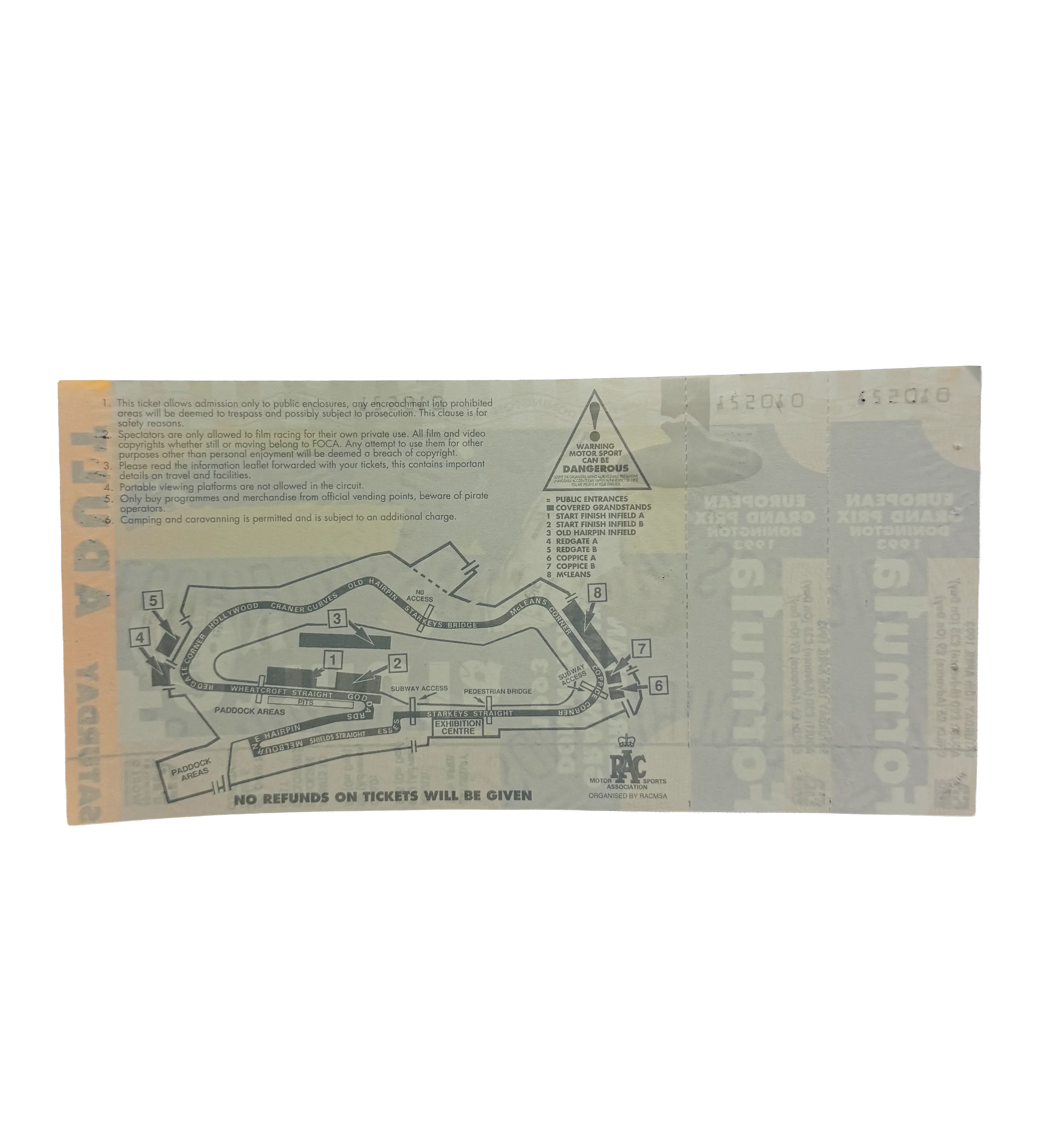 Entrada Gran Premio de Europa de Fórmula 1 – Donington 1993 – Firmada por Ayrton Senna (Ganador de la Carrera) – Récord de la Mejor Primera Vuelta en la Historia de la F1 — imagem 2 de 2