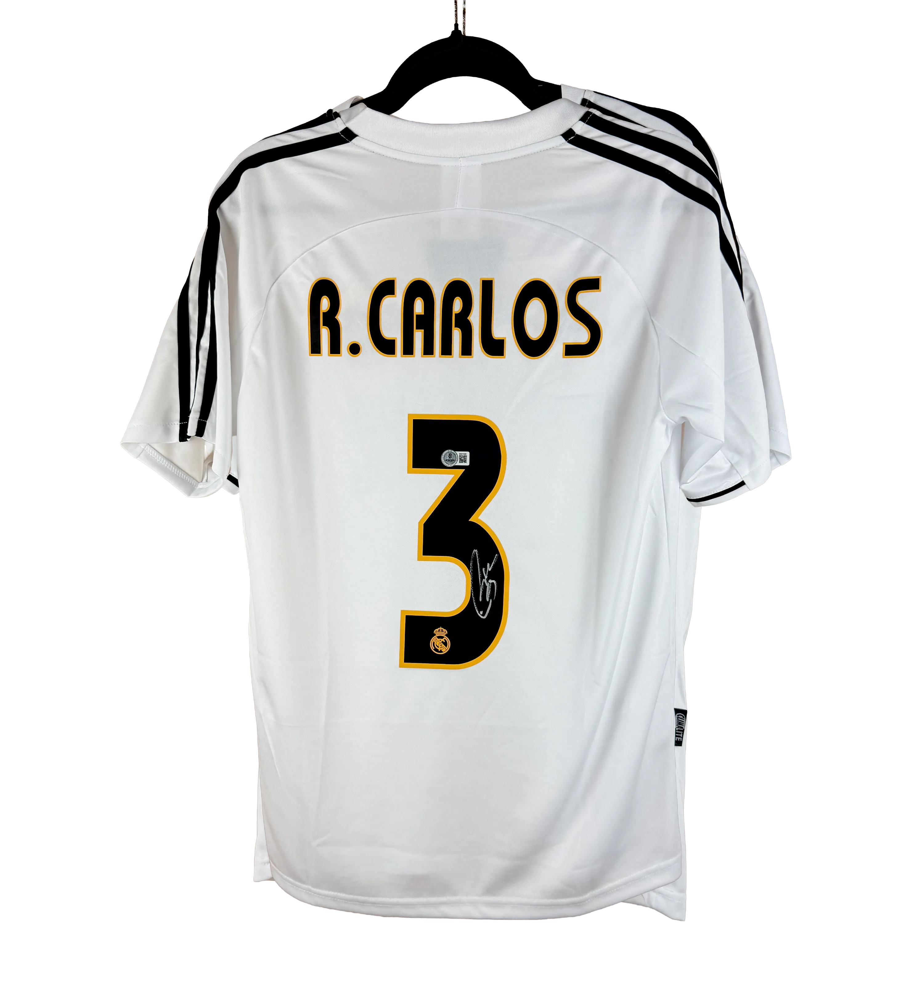 Camisa Autografada Retrô Real Madrid Roberto Carlos Temporada 2002/2003 — imagem 2 de 3
