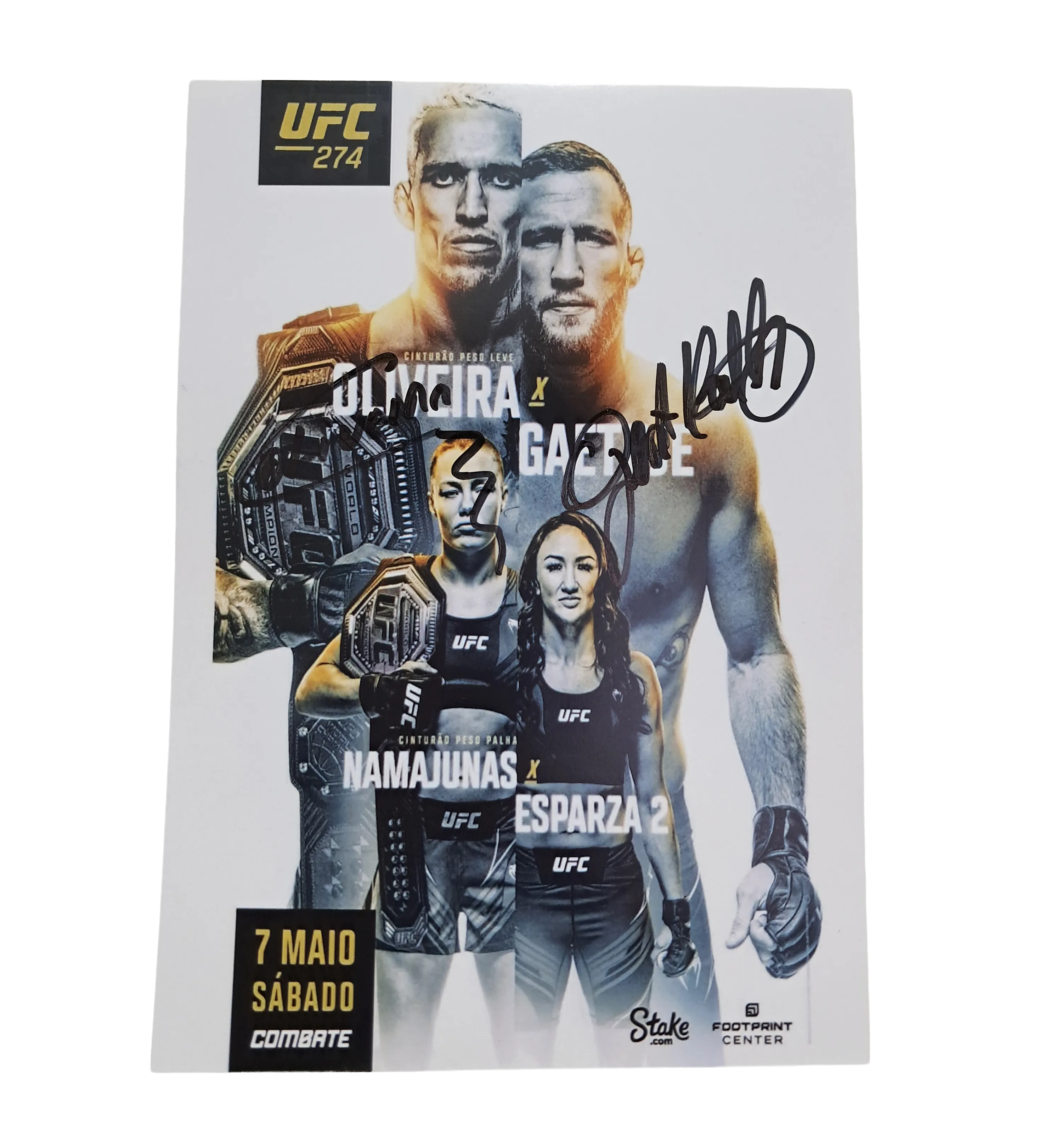 Mini Poster 12x20 UFC 274 Charles do Bronx x Justin Gaethje Autografado pelos Lutadores — imagem 1 de 1