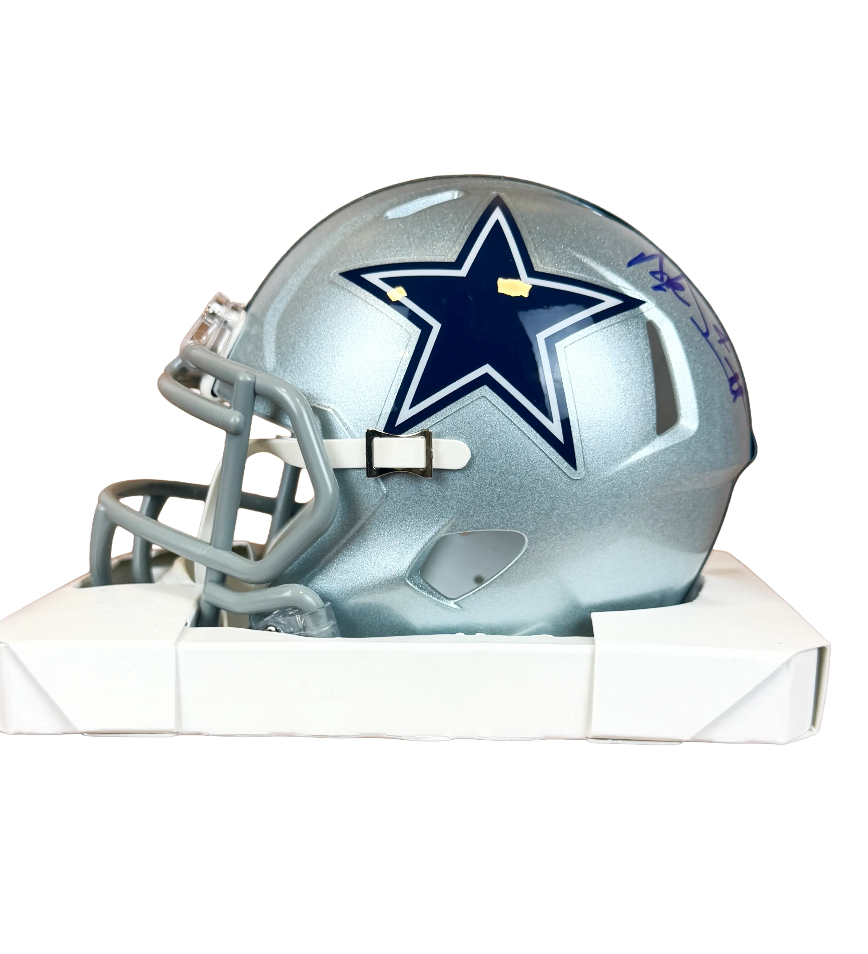 Mini Capacete Dallas Cowboys Dak Prescott Temporada 2024 2025 Autografado pelo Quarterback — imagem 4 de 5